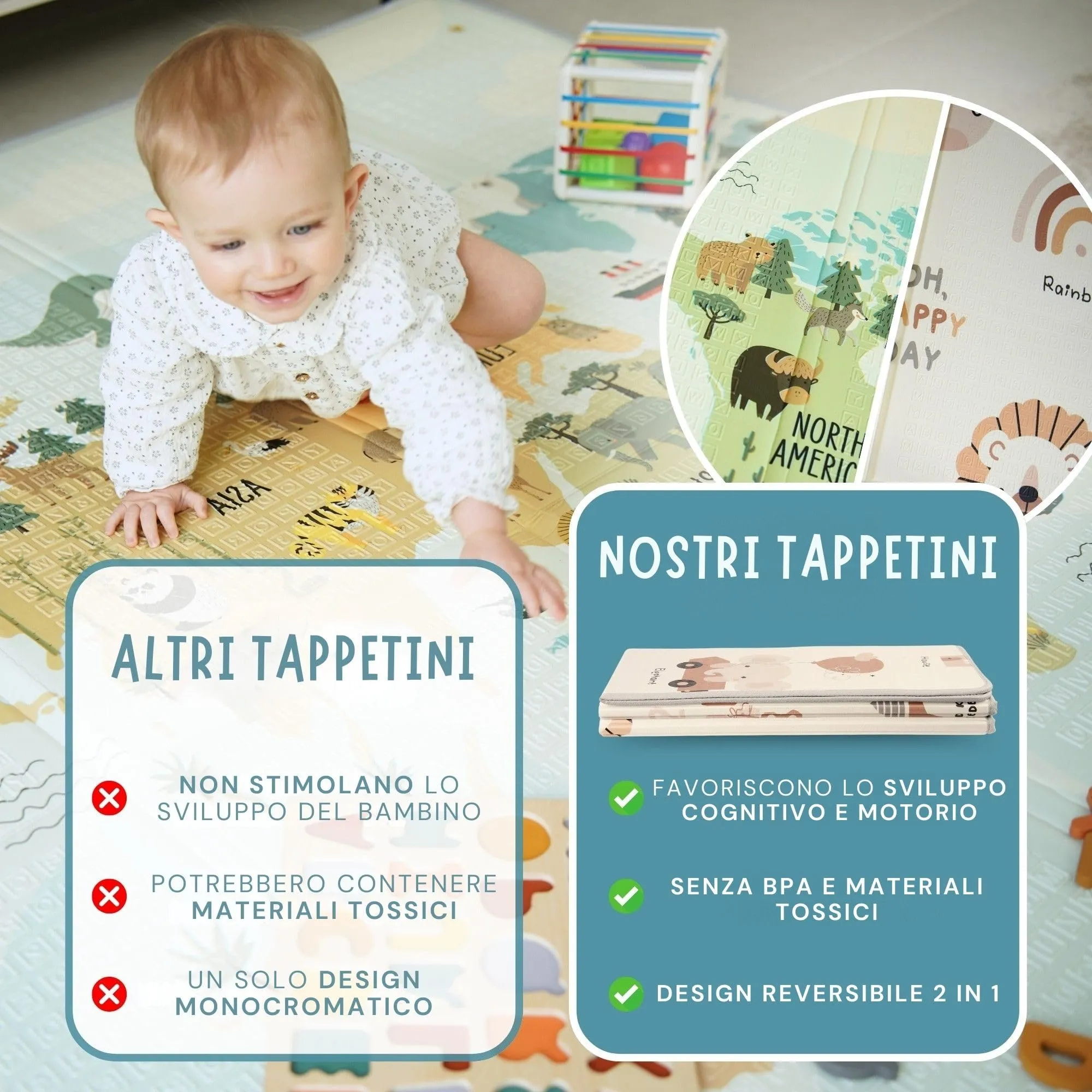 HuBorns Tappeto Gioco Bambini 200x180 cm Mappa XL - immagine 7