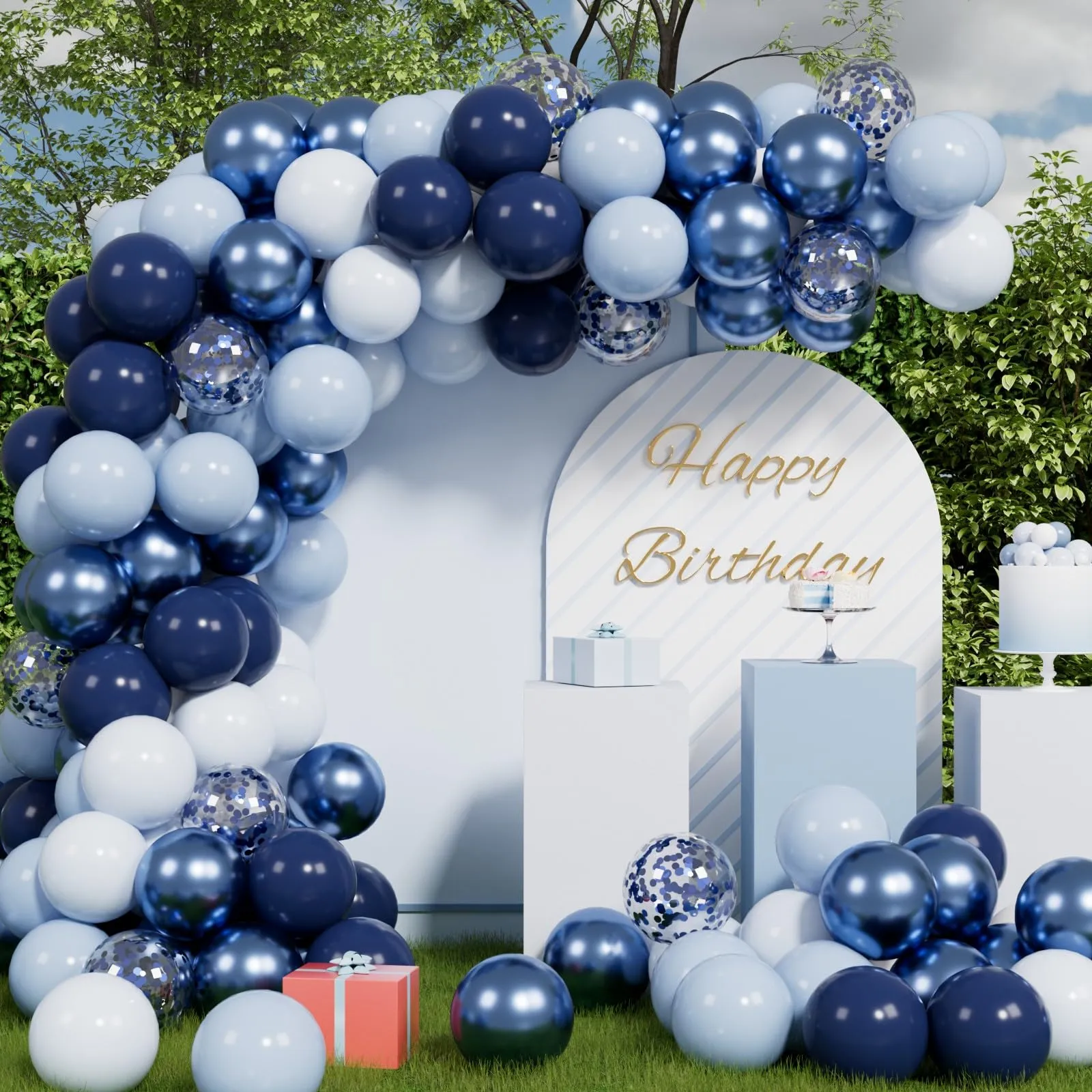 AULE Palloncini Blu Misti Metallizzati, 50 Pezzi 30cm - immagine 3