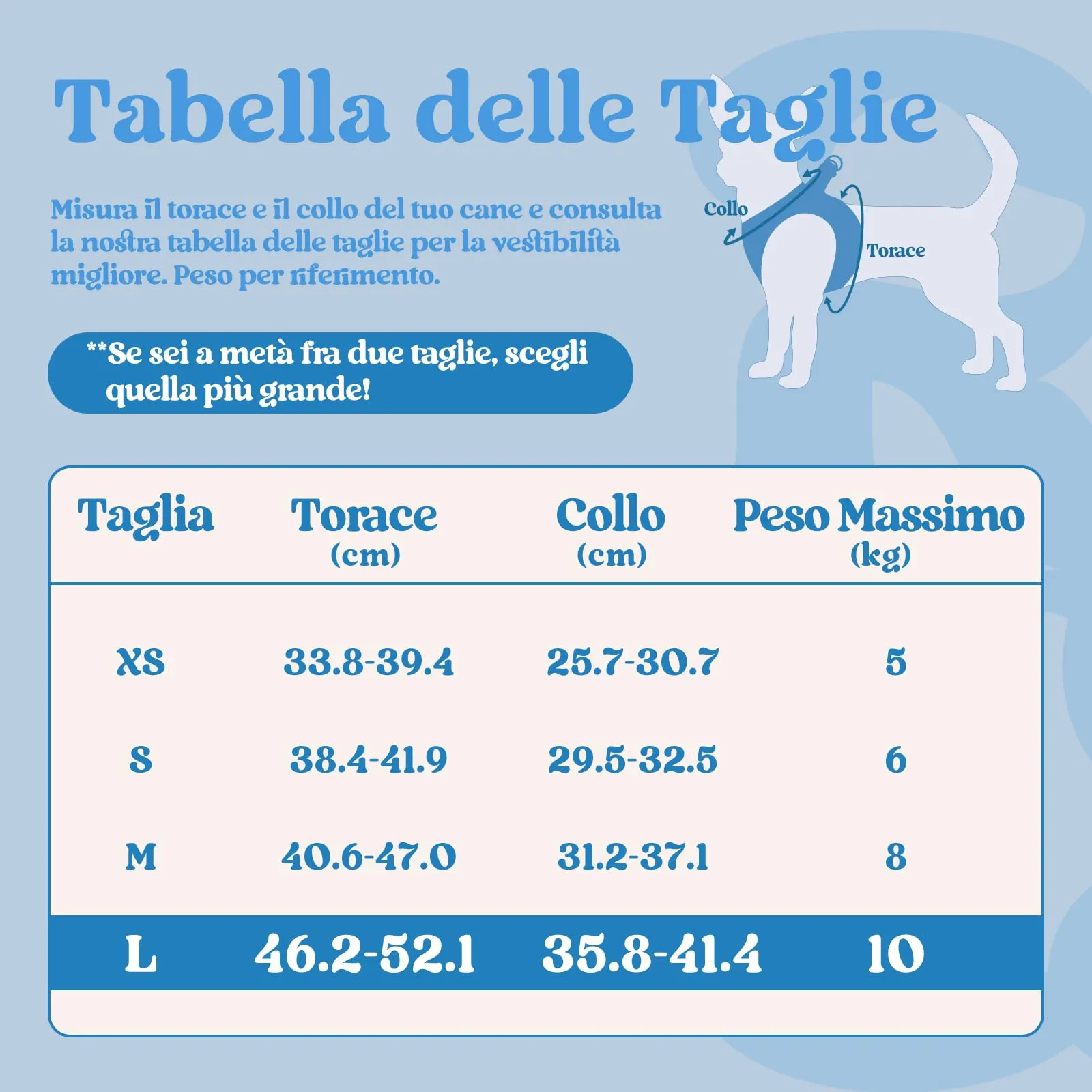 rabbitgoo Pettorina Cane Taglia Piccola, Azzurro L - immagine 2
