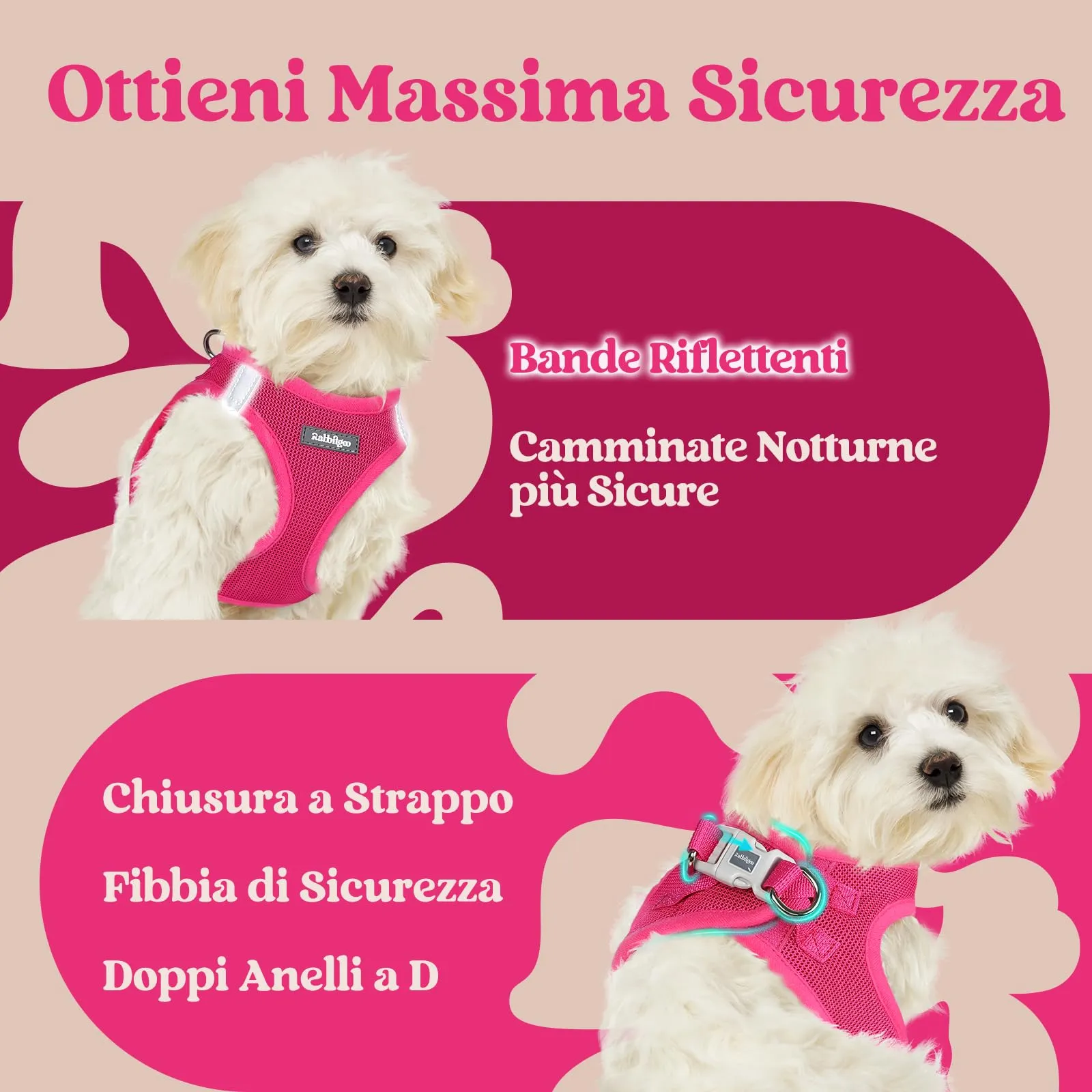 rabbitgoo Pettorina Cane, Rosa Rossa, M - immagine 8