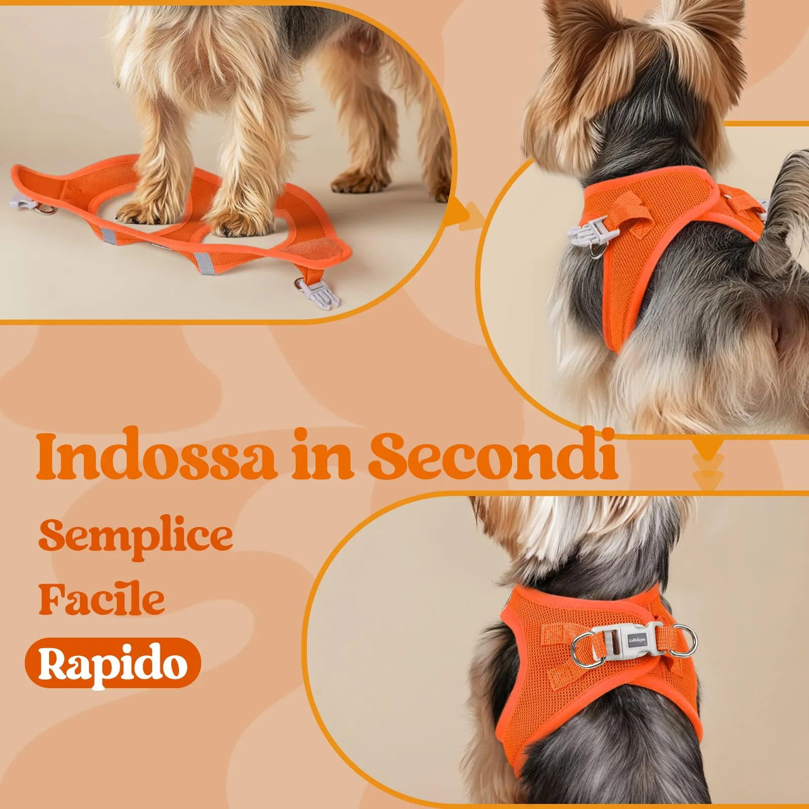 rabbitgoo Pettorina Cane Taglia Piccola, Arancione, M - immagine 5
