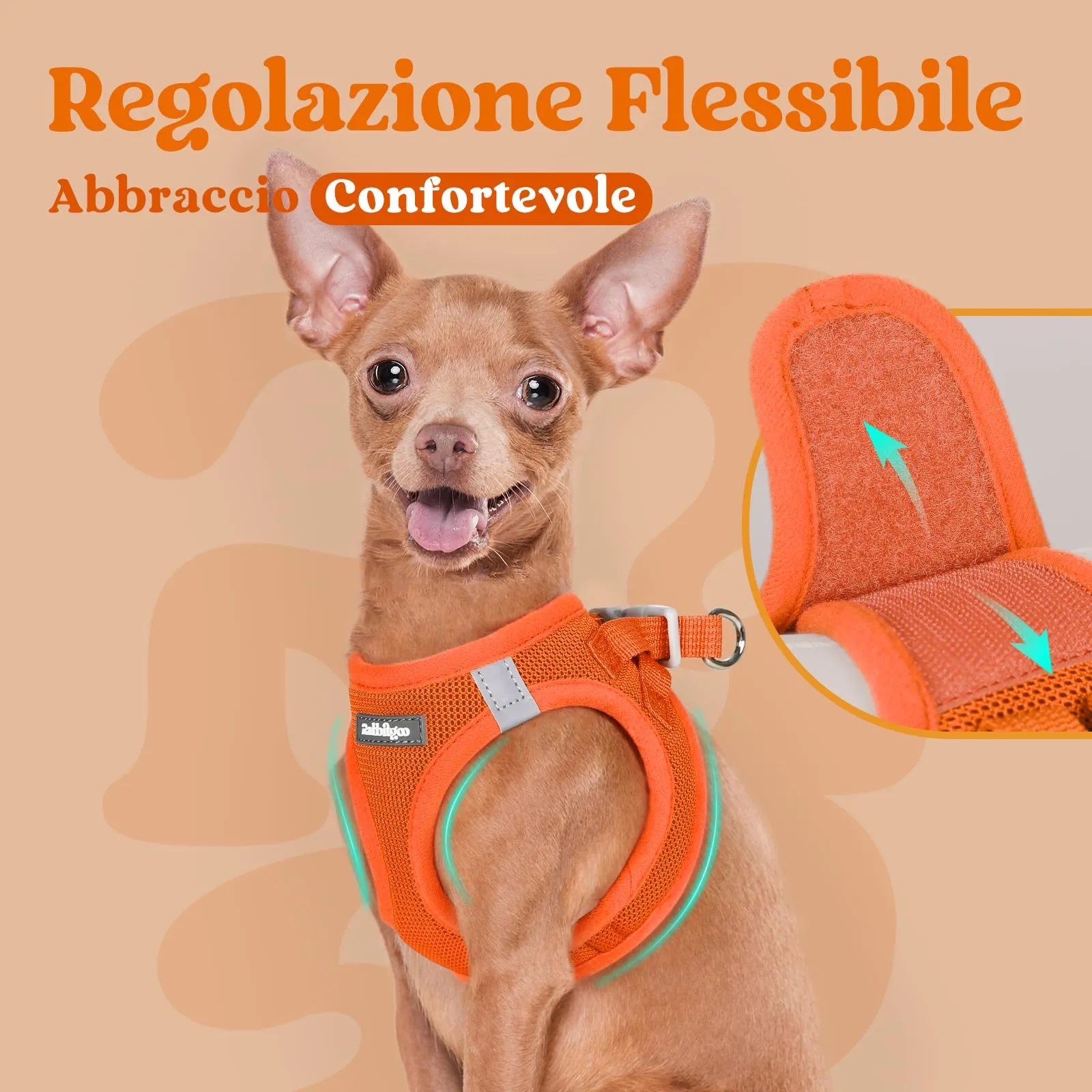 rabbitgoo Pettorina Cane, Taglia L, Arancione - immagine 6