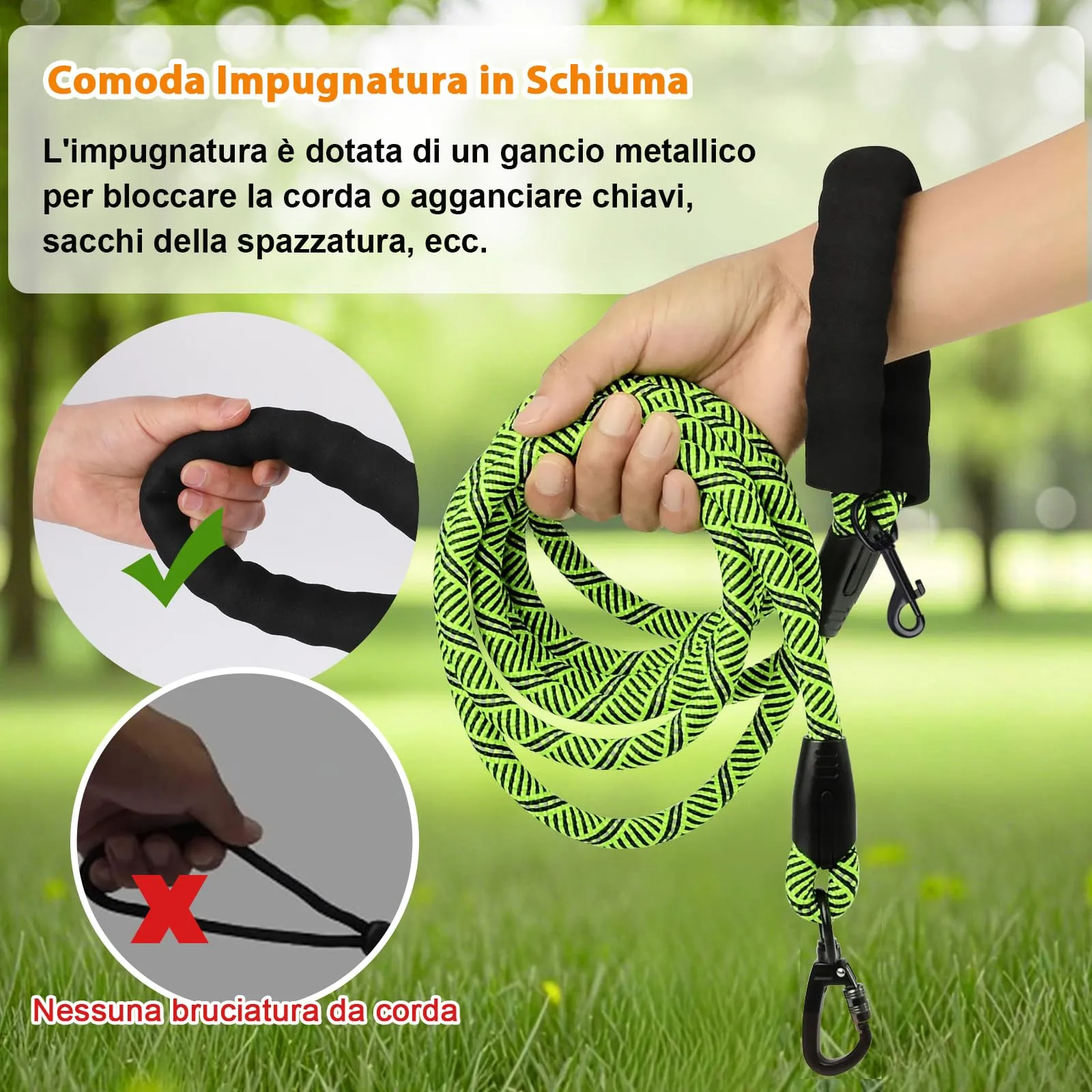 Wodondog Guinzaglio per Cani in Nylon Riflettente, 3M * 1.2cm, Verde - immagine 4