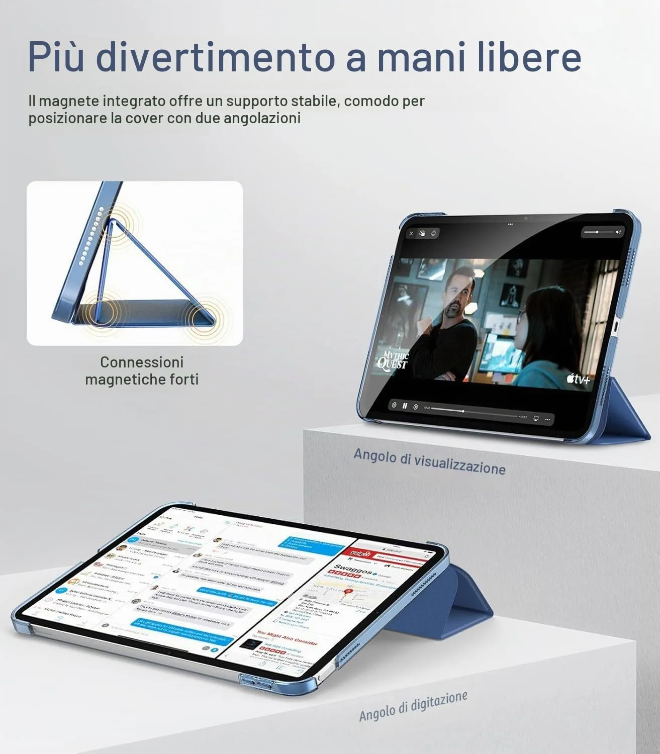 TiMOVO Cover per iPad 11" (A16) e iPad 10 Generazione 10,9", Blu Abisso - immagine 4