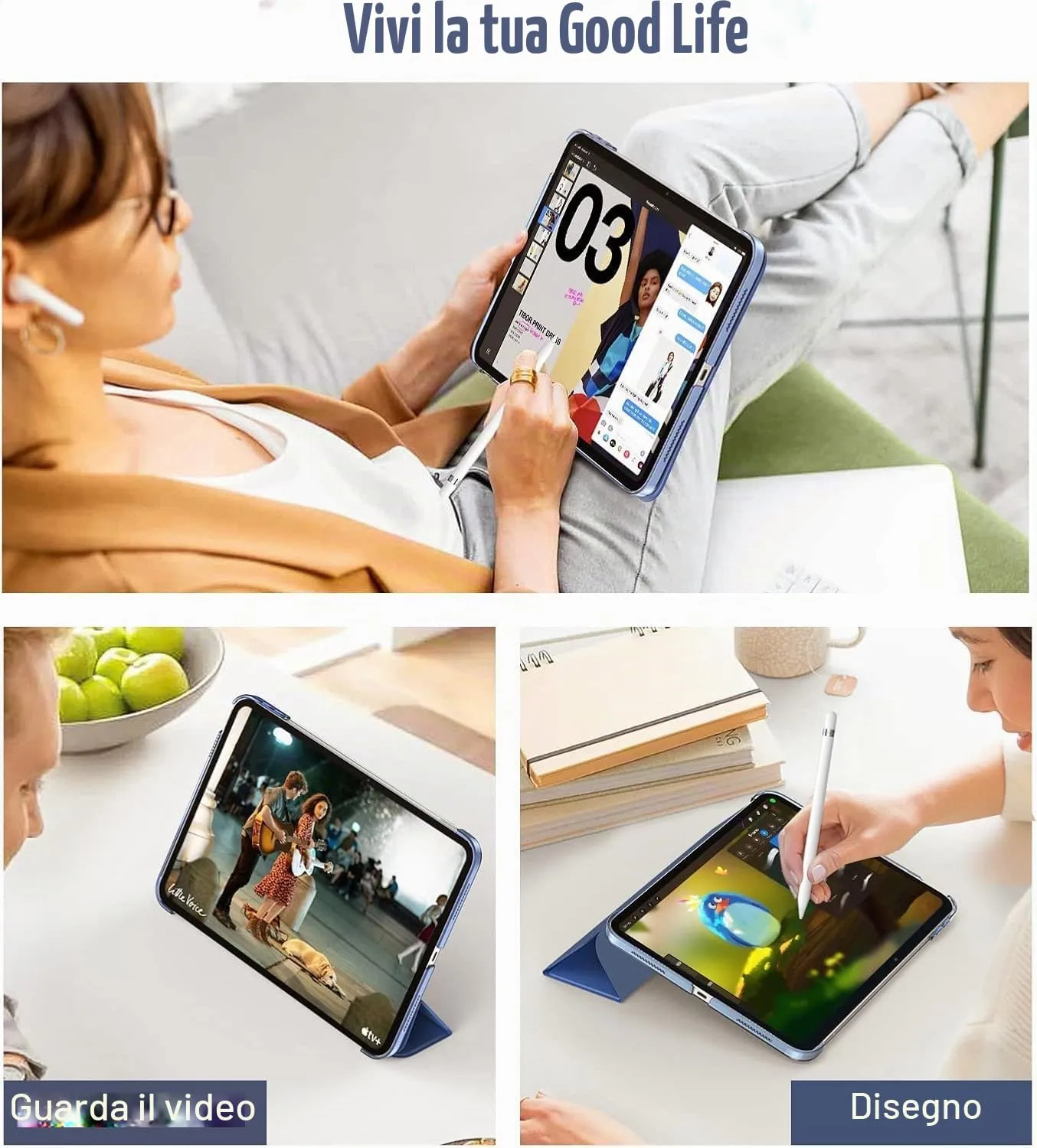 TiMOVO Cover per iPad 11" (A16) e iPad 10 Generazione 10,9", Blu Abisso - immagine 7