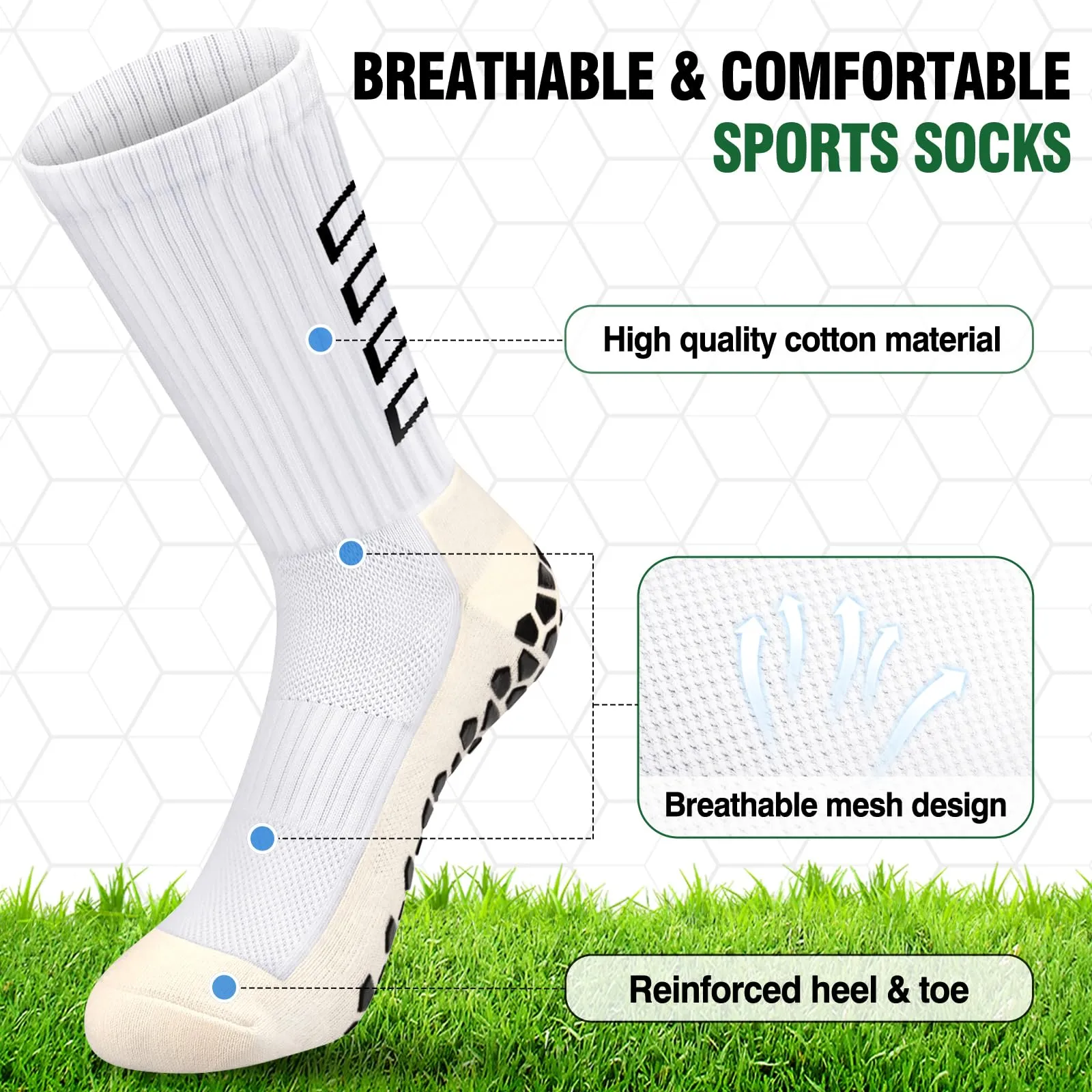 ENONEO Calze Antiscivolo Grip Socks per Calcio e Running Uomo 37-45 - immagine 2