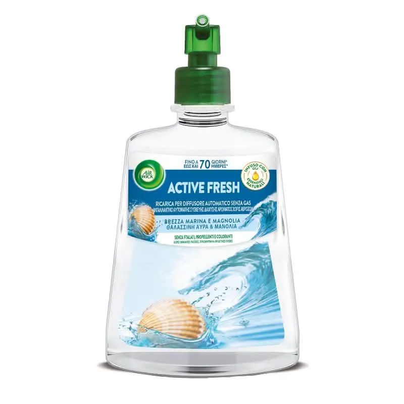 Air Wick Active Fresh Ricarica per Diffusore Spray Automatico, Brezza Oceanica e Sale Marino, 228 ml - immagine 1