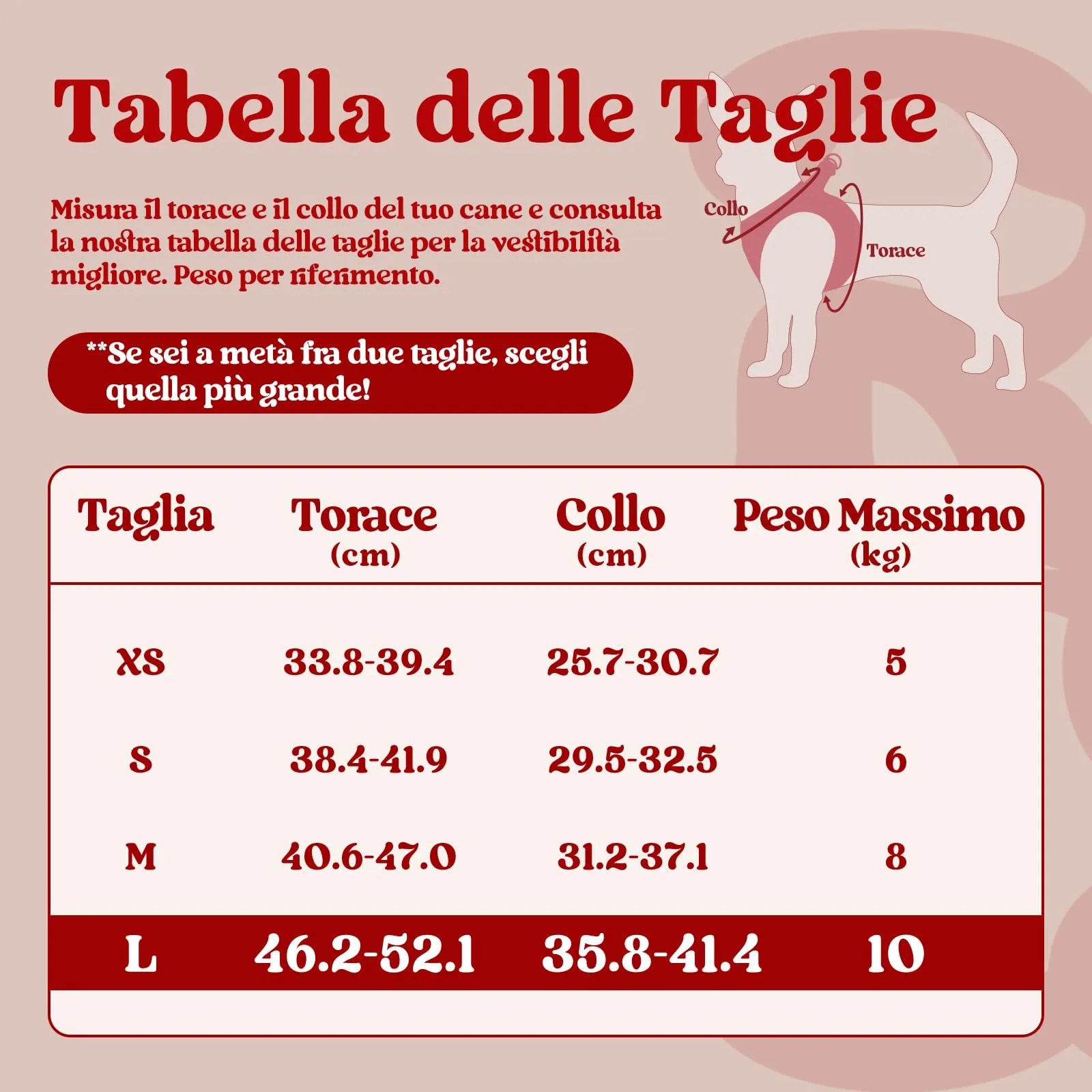 rabbitgoo Pettorina Cane Taglia Piccola, Rosso L - immagine 2