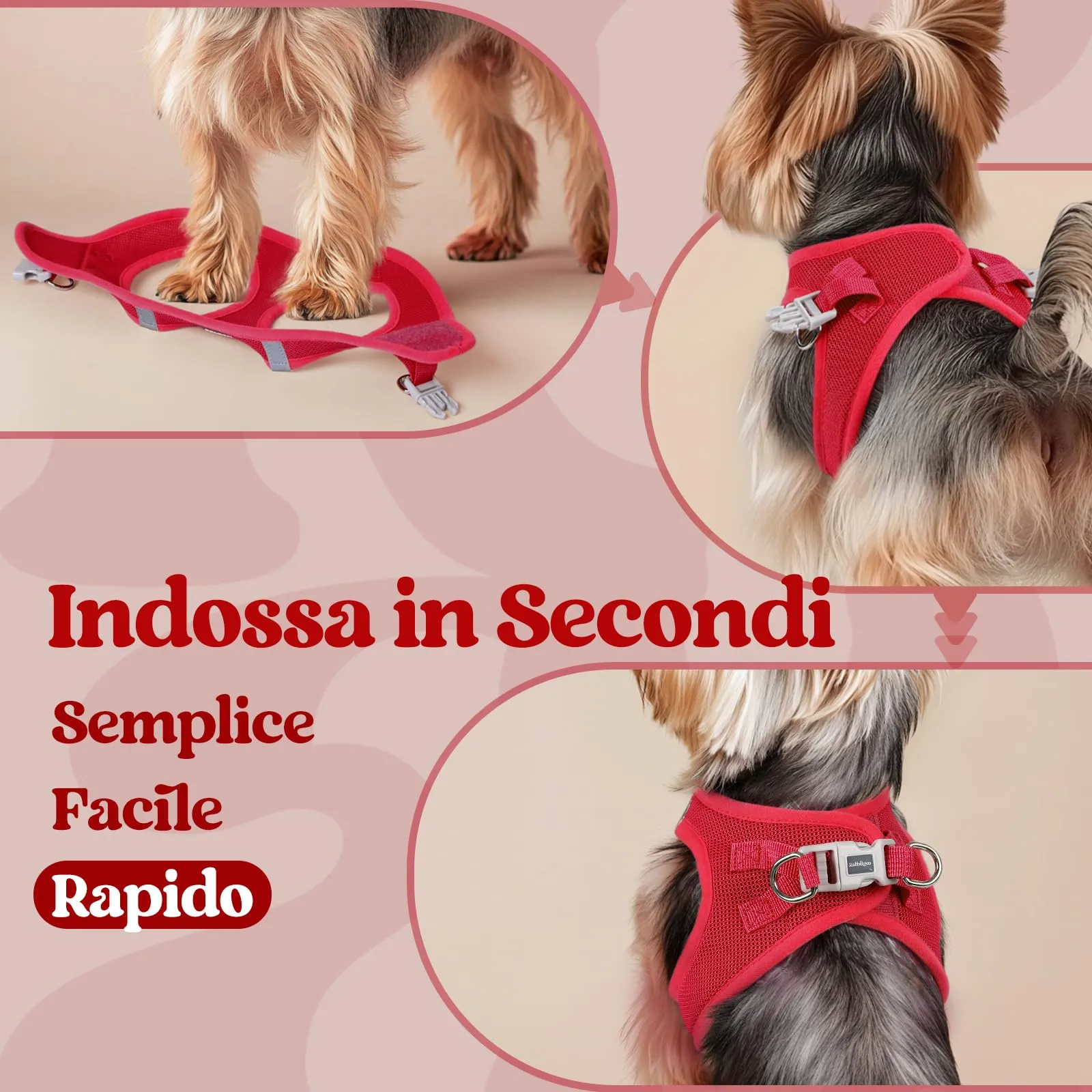 rabbitgoo Pettorina Cane Taglia Piccola, Rosso L - immagine 5
