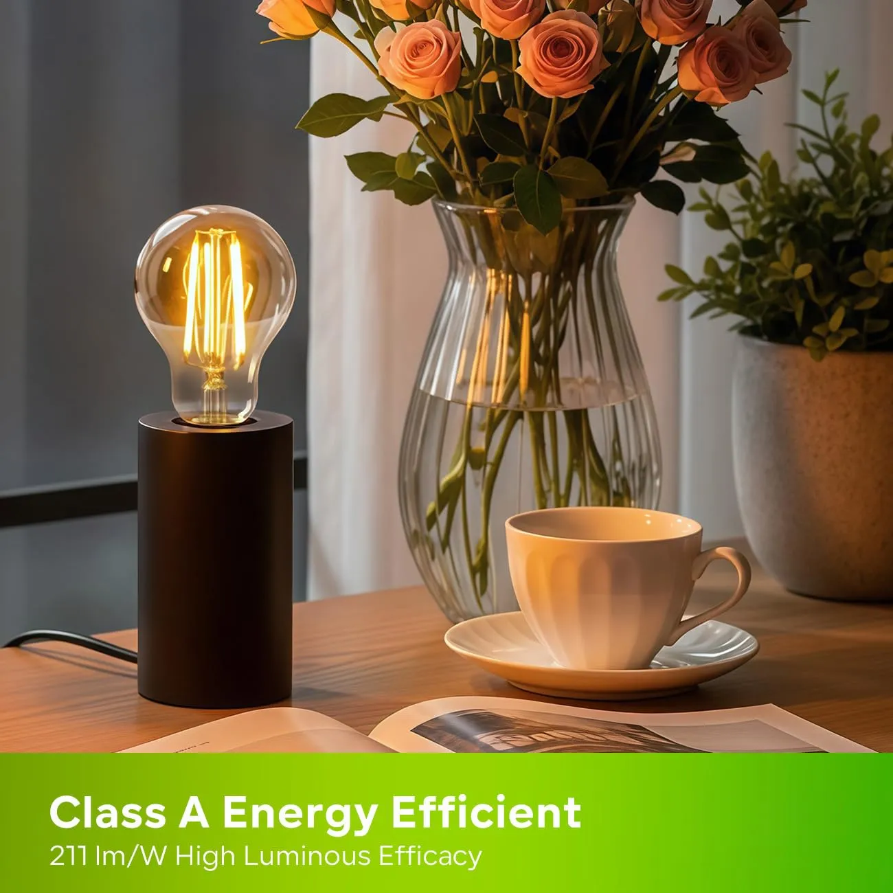 LVWIT Lampadine LED E27 A60 Filamento Stile Vintage, 3.8W (Equivalenti a 60W), 806LM, 2700K Luce Calda, Classe A, Non Dimmerabile - immagine 3