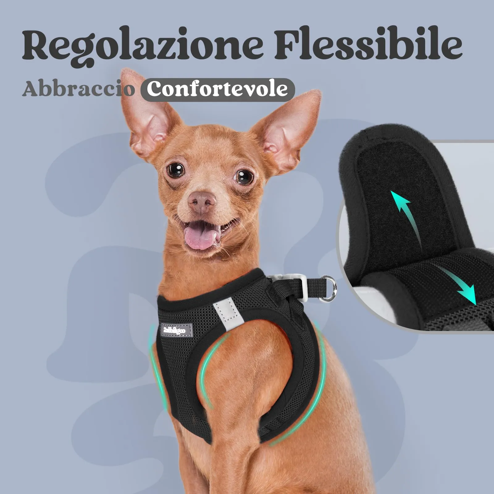 rabbitgoo Pettorina Cane Leggera e Morbida, Nero, Taglia L - immagine 6