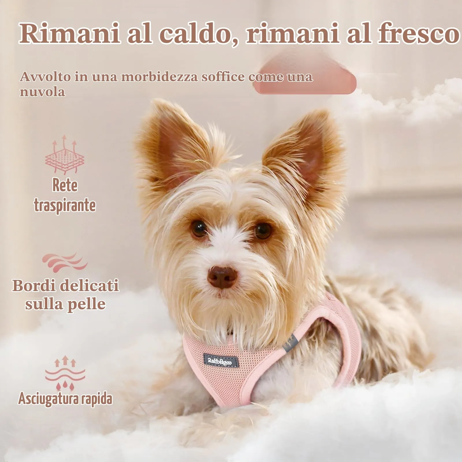 rabbitgoo Pettorina Cane, Rosa Chiaro, Taglia S - immagine 3