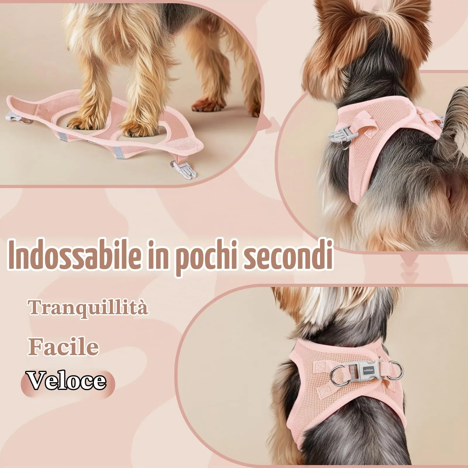 rabbitgoo Pettorina Cane Taglia Piccola, Rosa Chiaro, L - immagine 5
