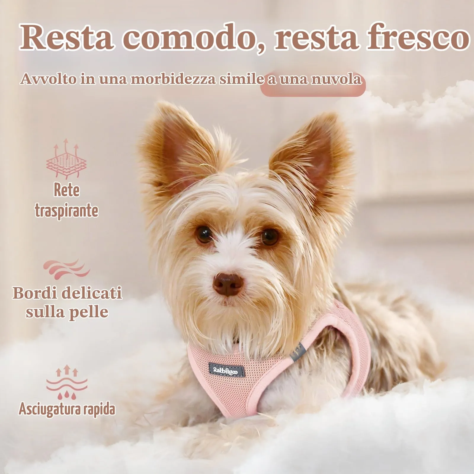 rabbitgoo Pettorina Cane, Rosa Chiaro, XS - immagine 3