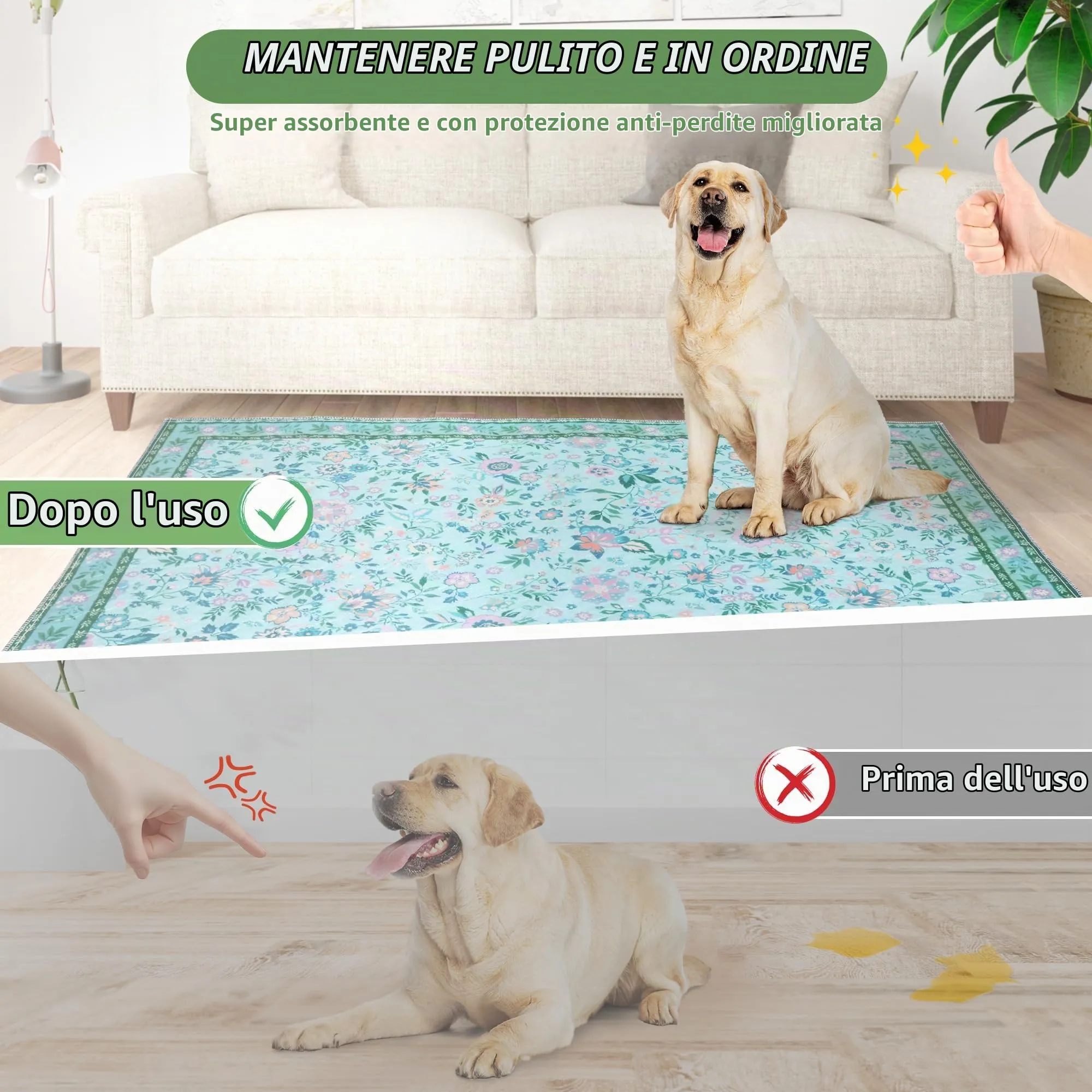 BaoDan Traversine Lavabili per Cani, Assorbenti, 45x60cm, 2 Pezzi - immagine 7