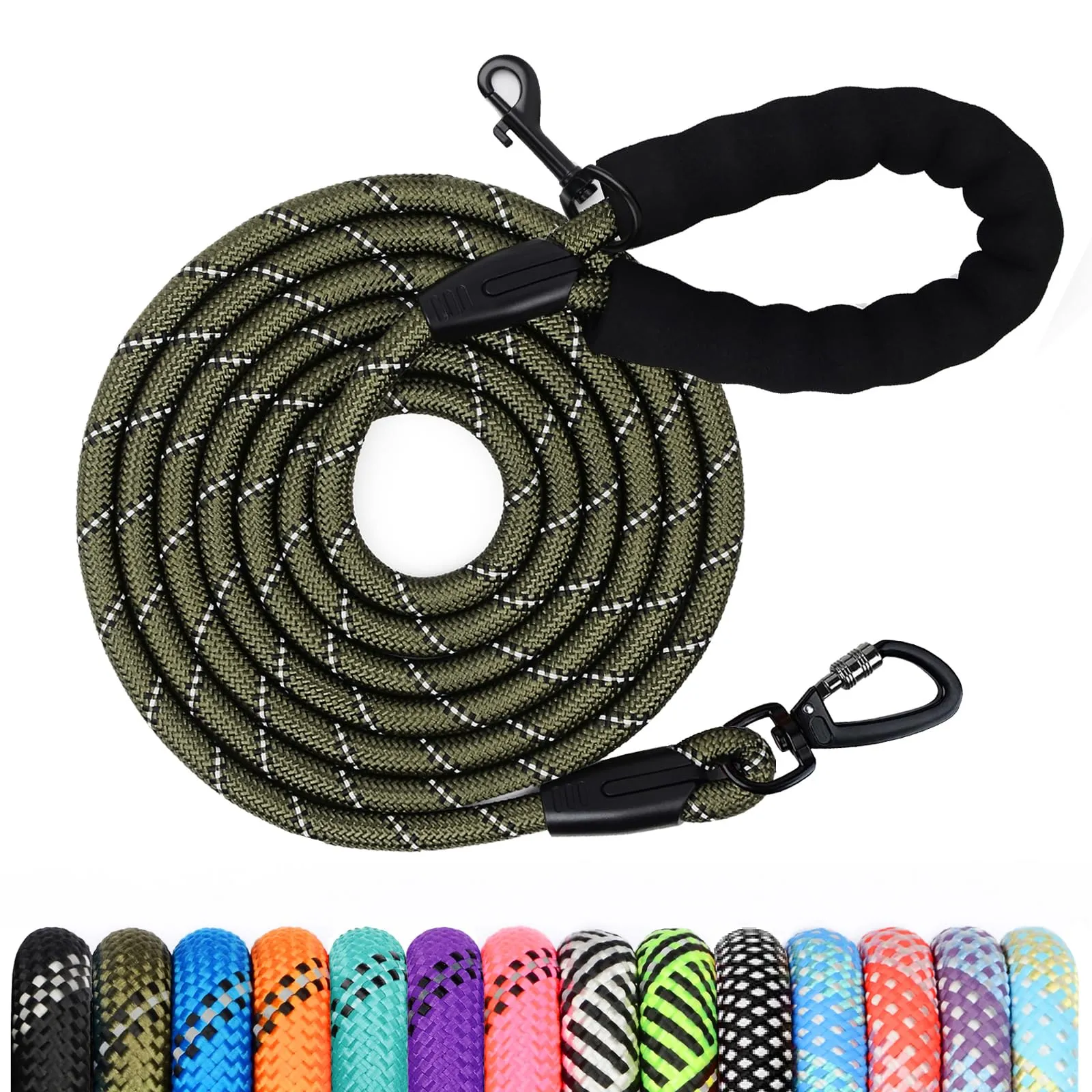 Wodondog Guinzaglio per Cani in Nylon Riflettente, 30M x 0.8cm, Verde Oliva - immagine 1