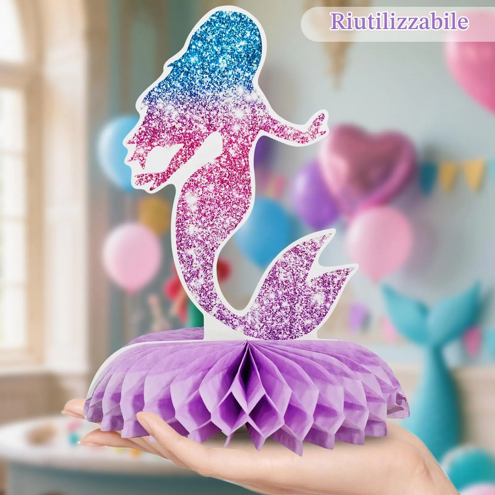 TaimeiMao Decorazioni a Nido d'Ape a Tema Sirena per Feste, 9 Pezzi - immagine 7