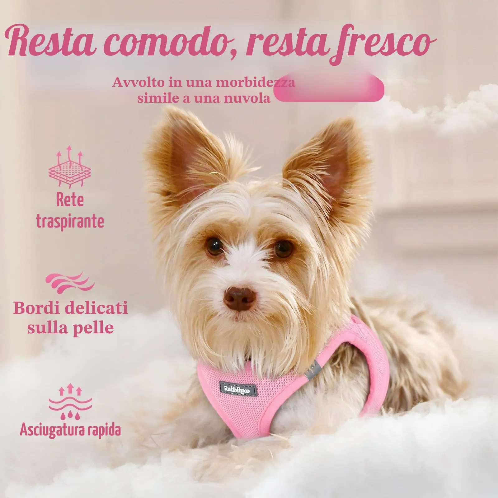 rabbitgoo Pettorina Cane Leggera e Morbida, Rosa, XS - immagine 3
