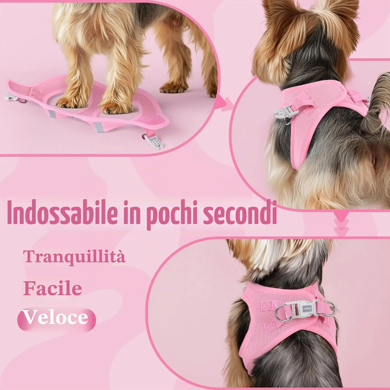 rabbitgoo Pettorina Cane Leggera e Morbida, Rosa, XS - immagine 6
