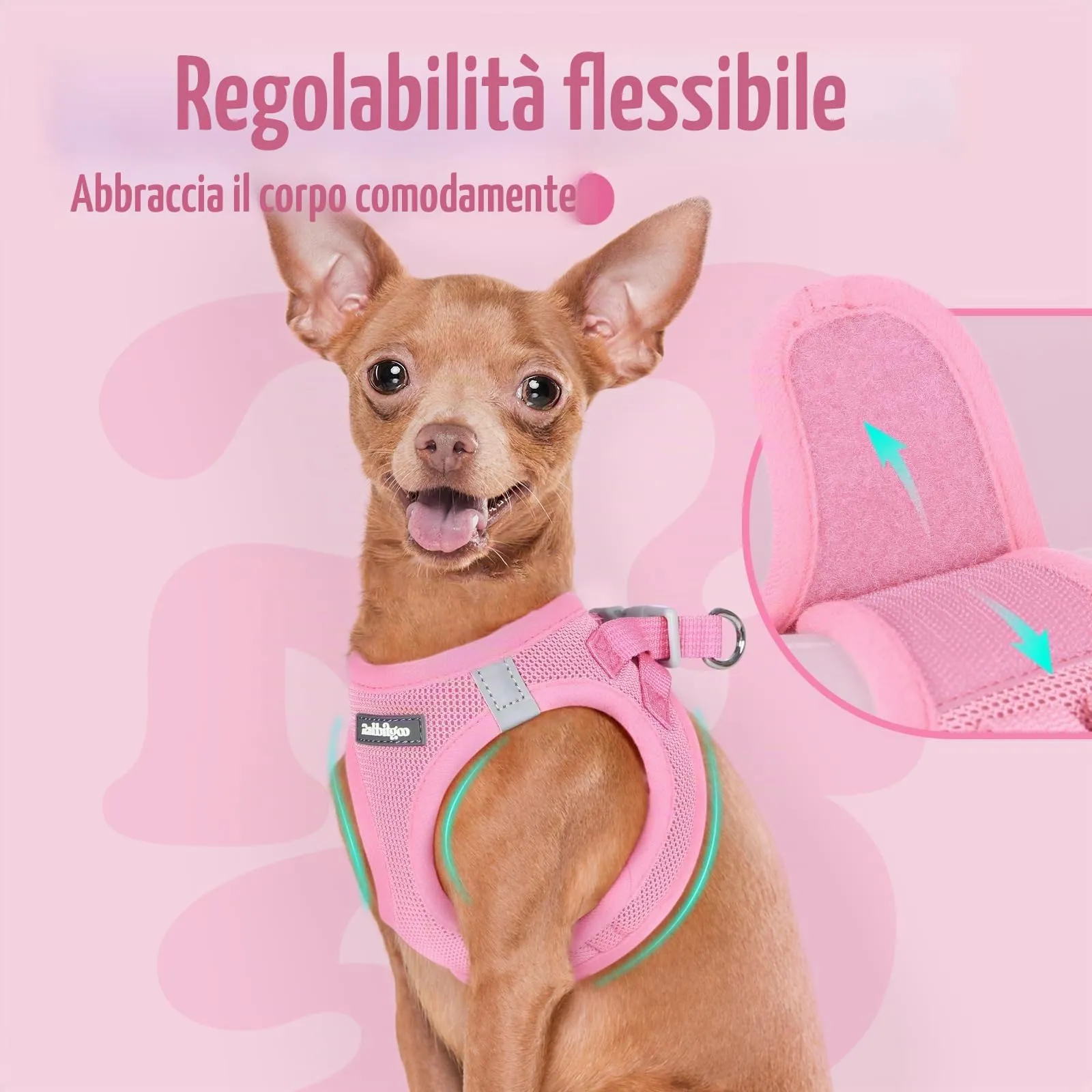 rabbitgoo Pettorina Cane Taglia Piccola, Rosa, S - immagine 8