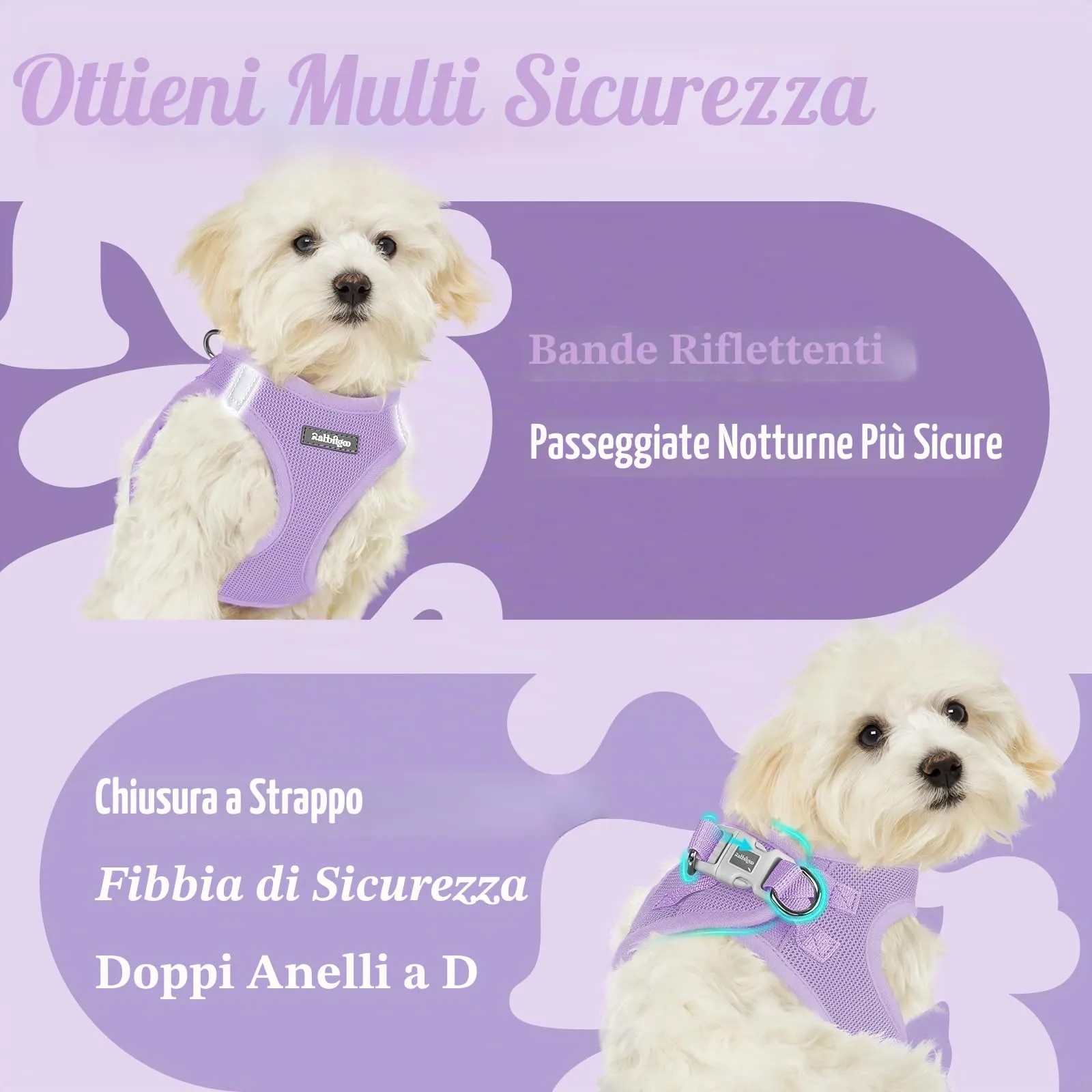 rabbitgoo Pettorina Cane Taglia Piccola, Lilla, L - immagine 7