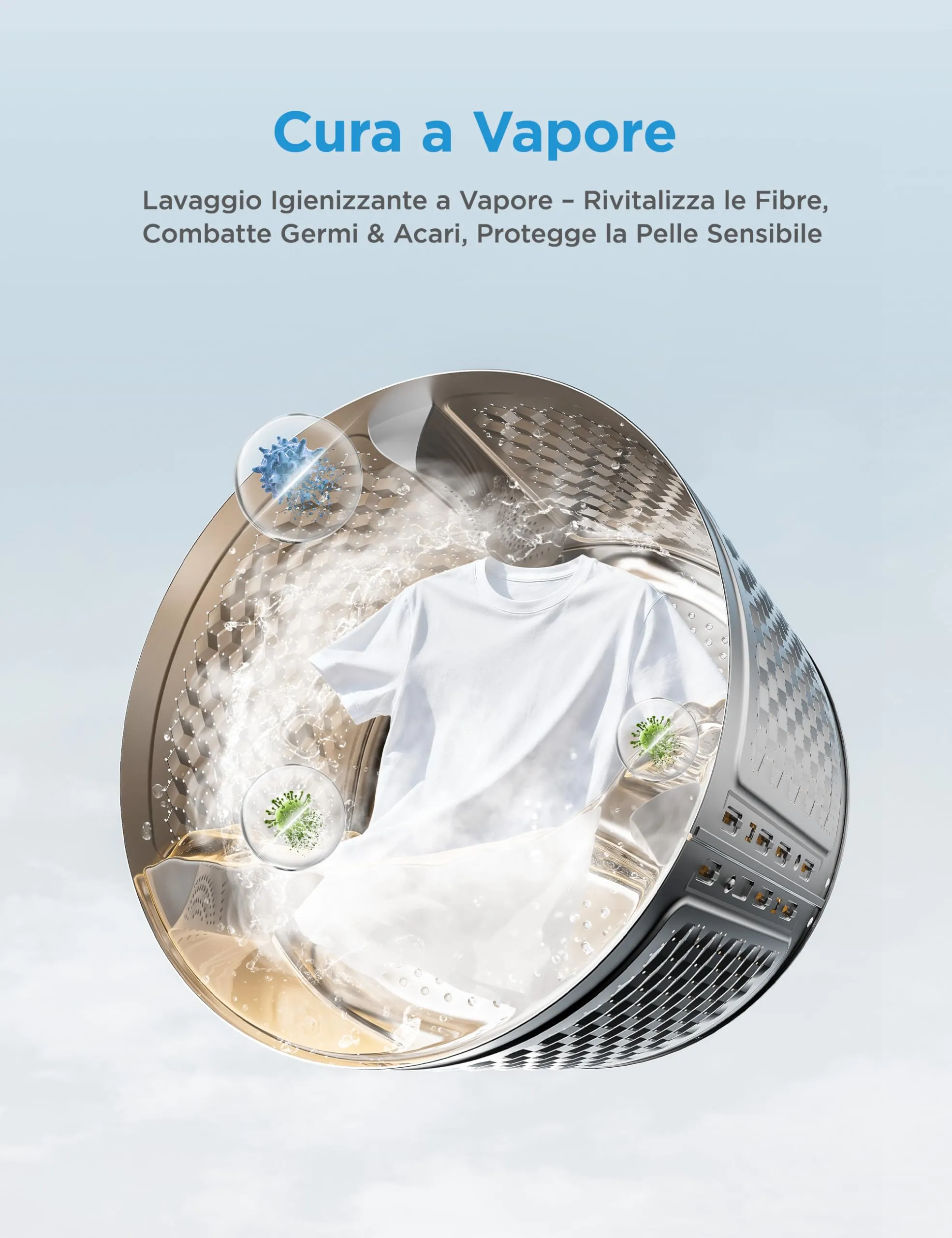 Midea Lavatrice 8 kg Classe A-10% 1400 Giri Silent Inverter Motor MFV3EW80BA10 - immagine 5