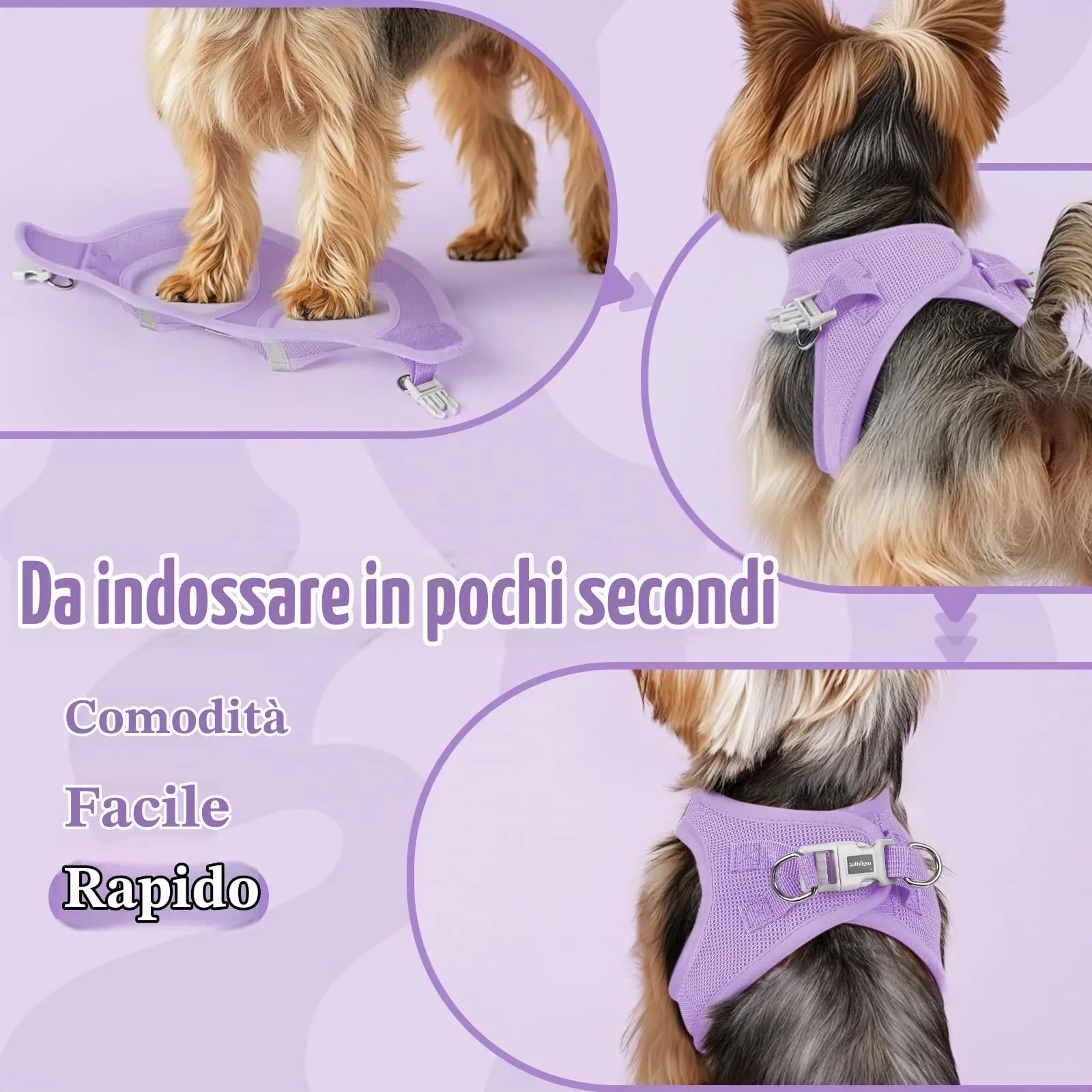 rabbitgoo Pettorina Cane, Taglia S, Lilla - immagine 6