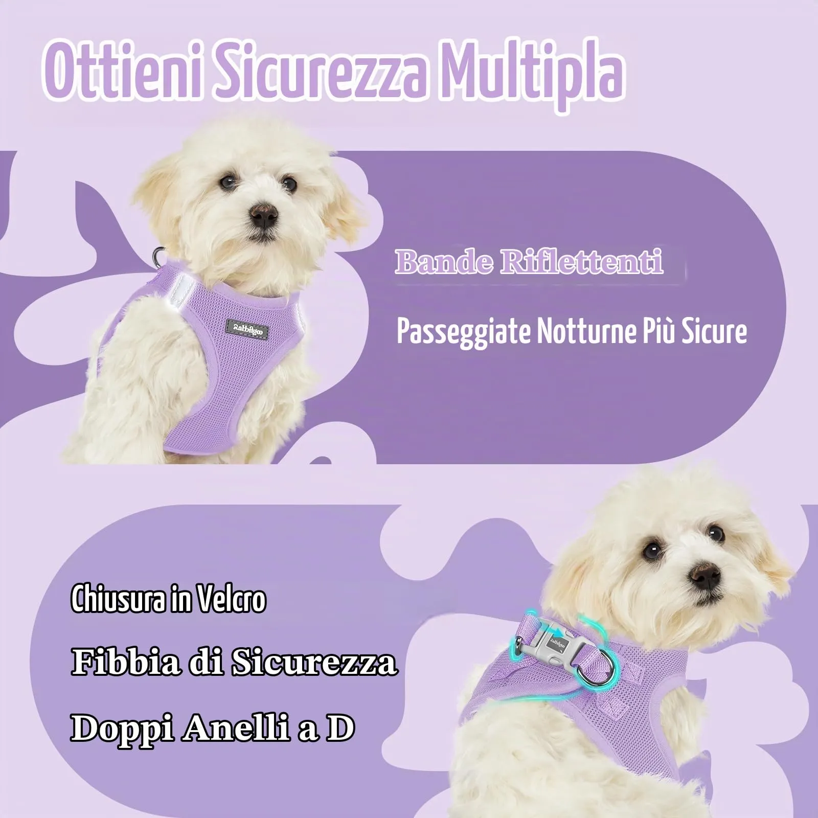 rabbitgoo Pettorina Cane, Taglia S, Lilla - immagine 7