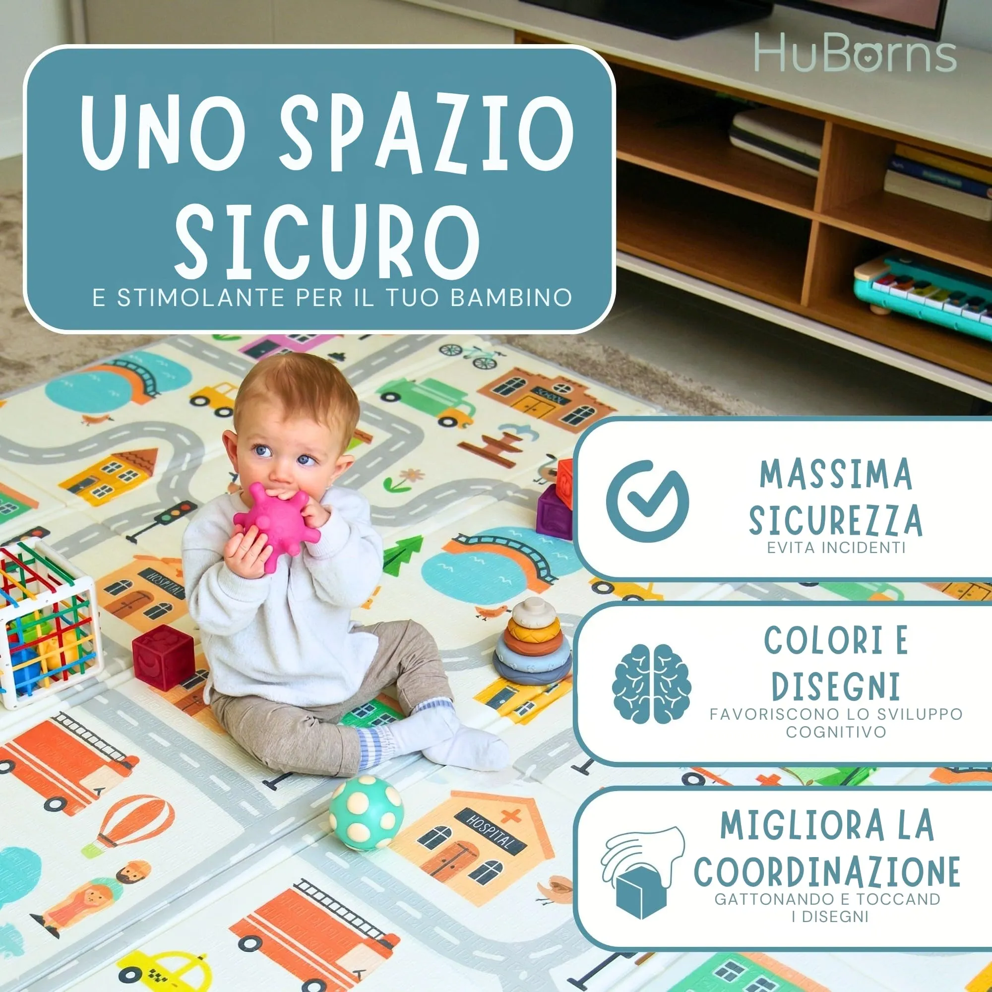 HuBorns Tappeto Gioco Bambini 200x180 cm - immagine 2