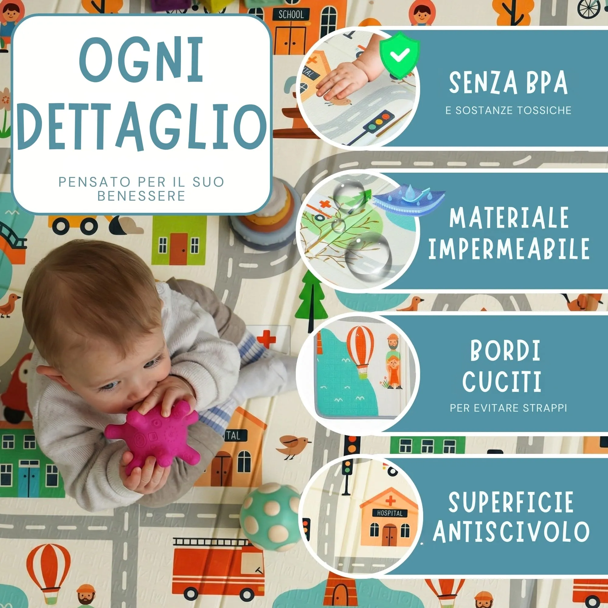 HuBorns Tappeto Gioco Bambini 200x180 cm - immagine 3