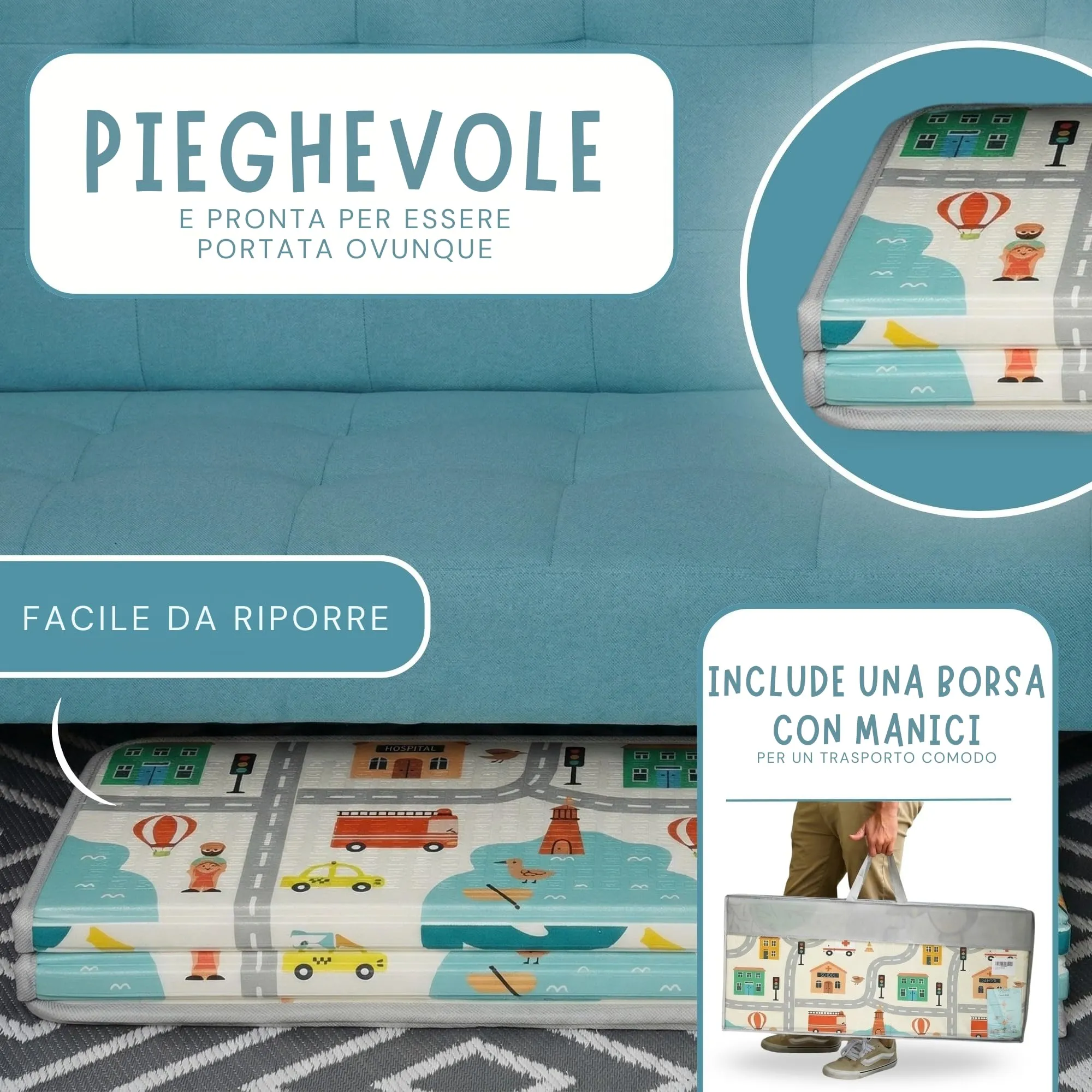 HuBorns Tappeto Gioco Bambini 200x180 cm - immagine 5