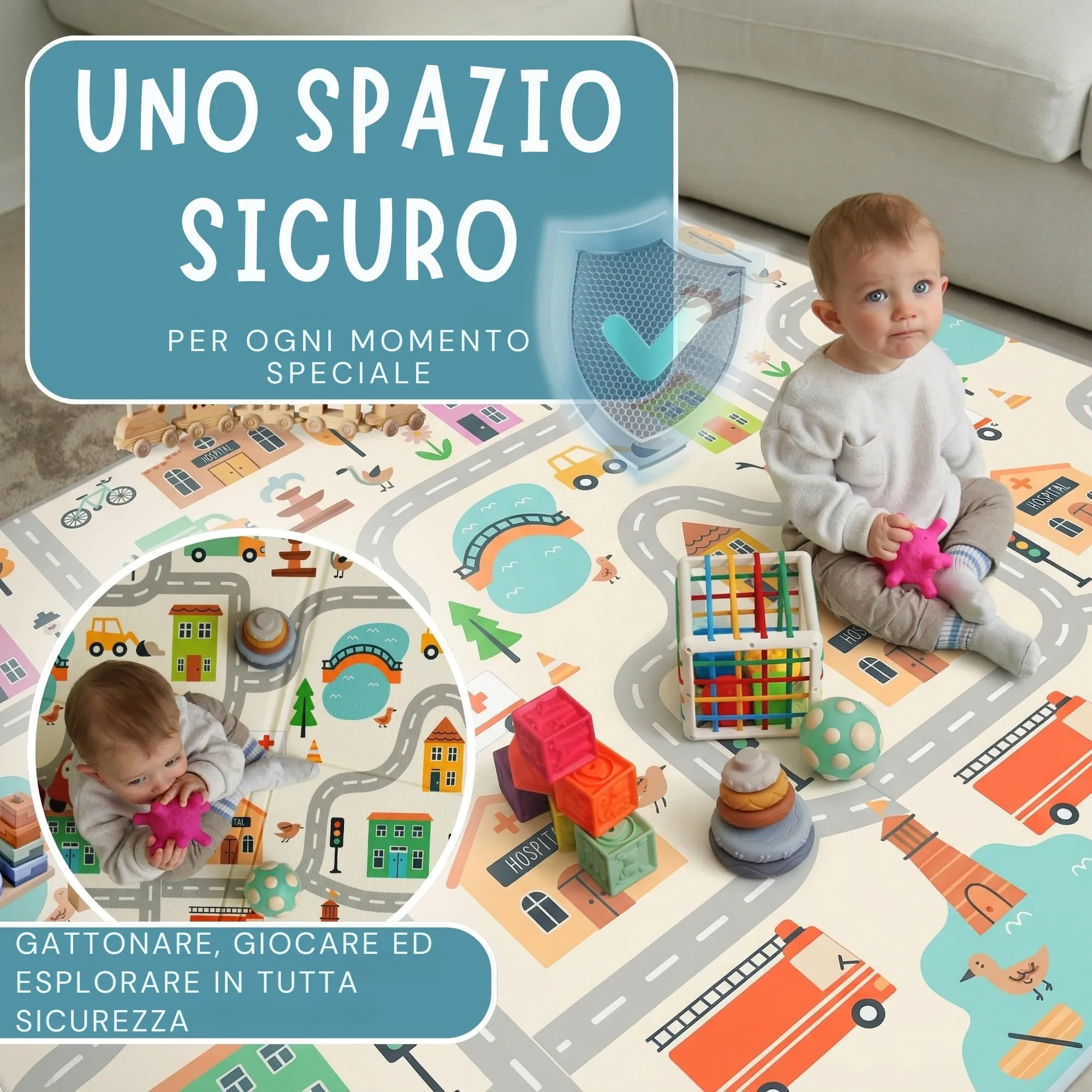 HuBorns Tappeto Gioco Bambini 200x180 cm - immagine 7