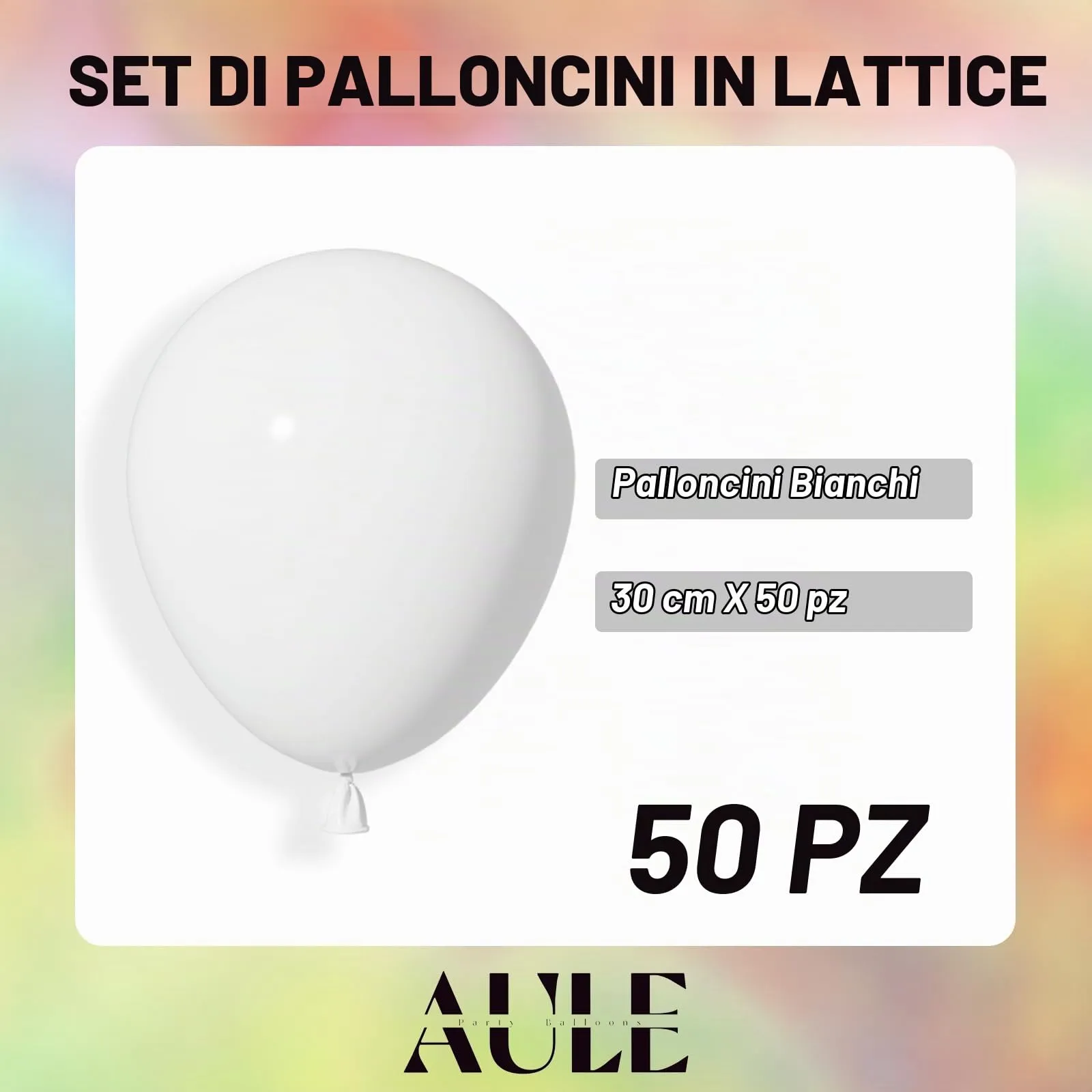 AULE Palloncini in Lattice Bianco, 50 Pezzi, 30cm - immagine 2