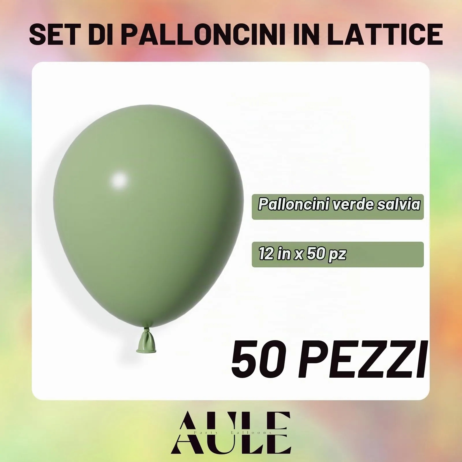 AULE Palloncini in Lattice Verde Salvia, 50 Pezzi, 30cm - immagine 2