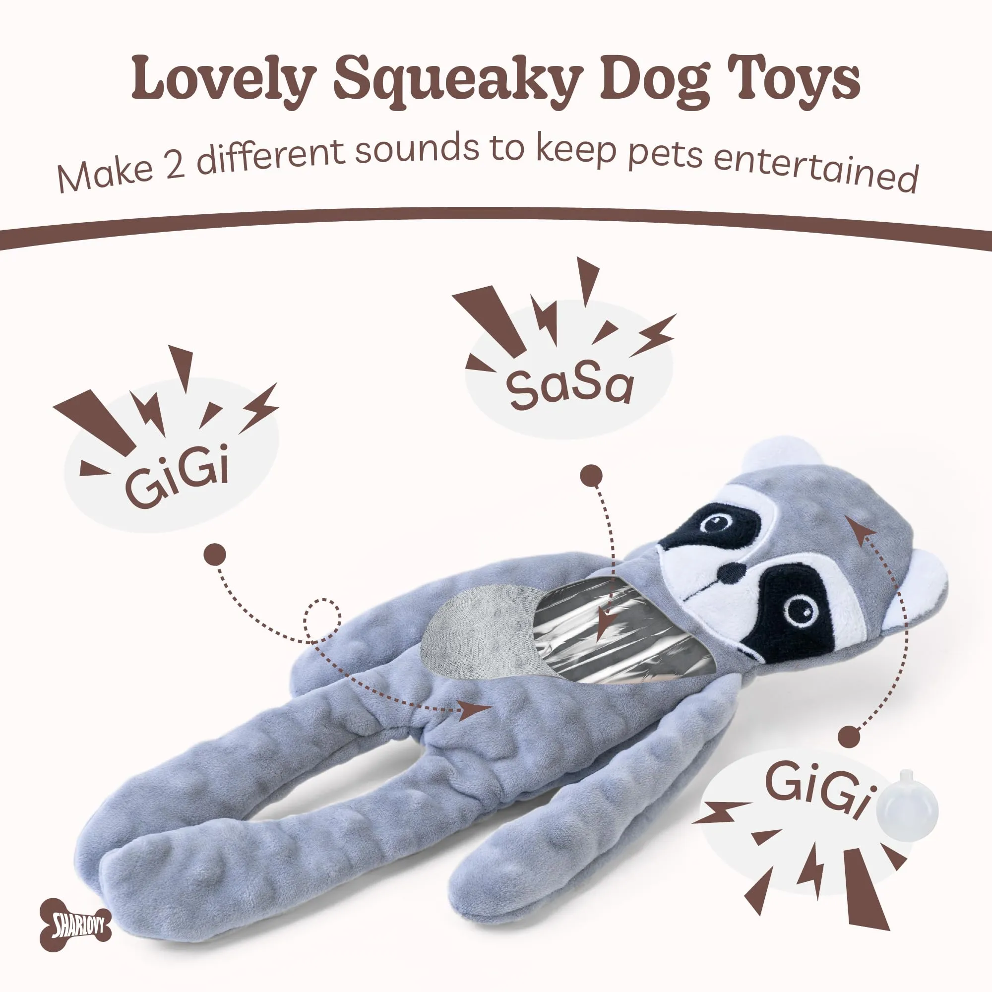 SHARLOVY Giocattoli per Cani Senza Imbottitura, Set da 5 Pezzi Interattivi con Crinkle per Dentizione e Noia - immagine 3