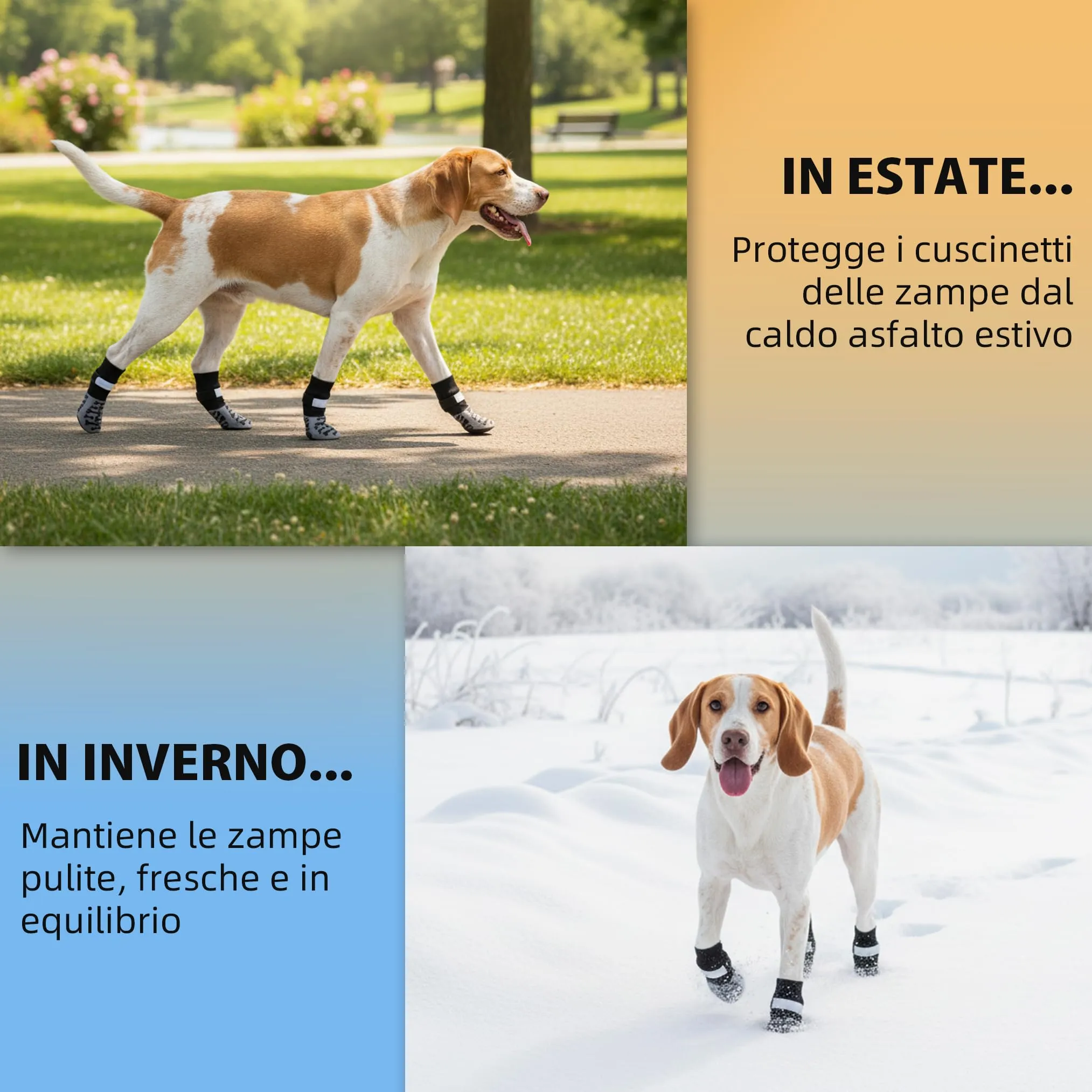 Fantasreen Calzini Antiscivolo per Cani con Osso, 6 Pezzi, Grigio Modern, S - immagine 6