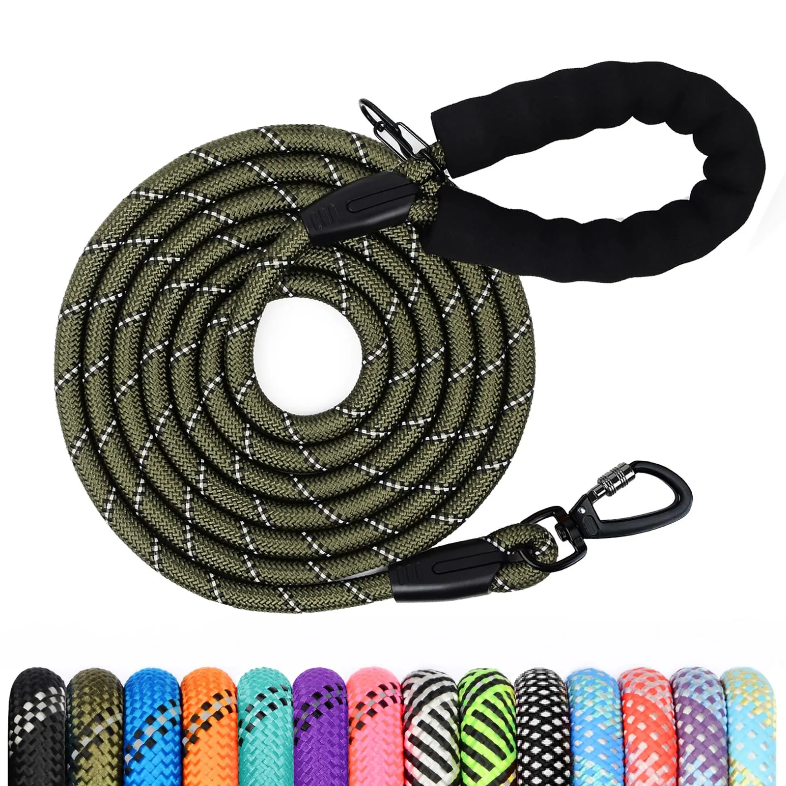 Wodondog Guinzaglio per Cani in Nylon Riflettente, 1.5M x 1.2cm, Verde Oliva - immagine 1