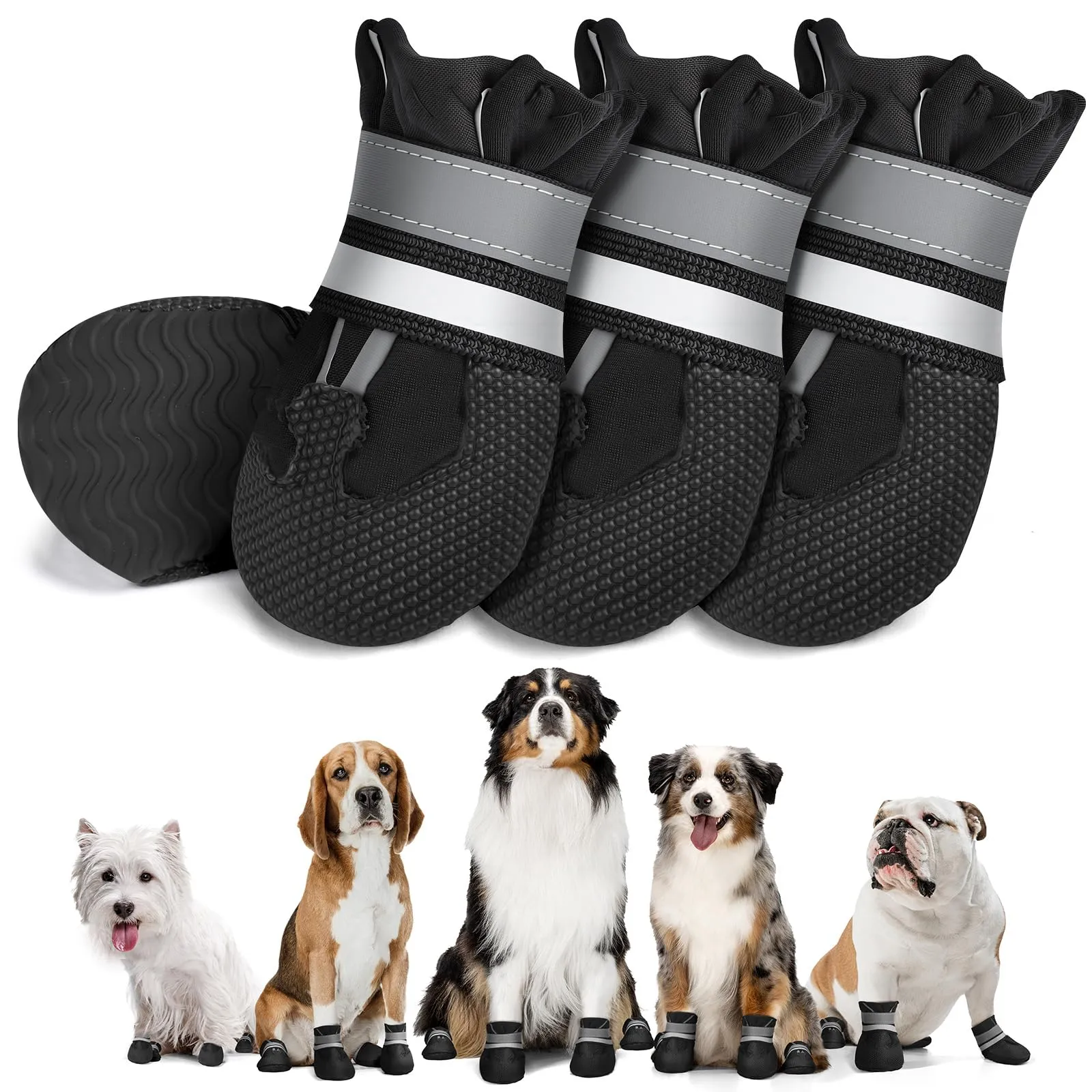 Adiwo Scarpette Cane Antiscivolo Impermeabili con Cinghie Riflettenti, Taglia M - immagine 1