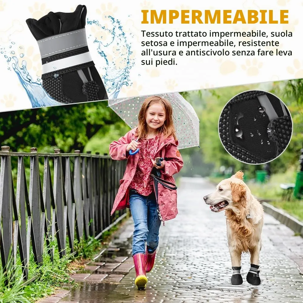 Adiwo Scarpette Cane Antiscivolo Impermeabili con Cinghie Riflettenti, Taglia M - immagine 4