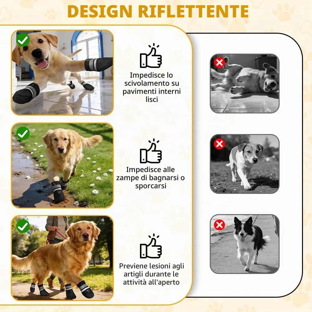 Adiwo Scarpette Cane Antiscivolo Impermeabili con Cinghie Riflettenti, Taglia M - immagine 6