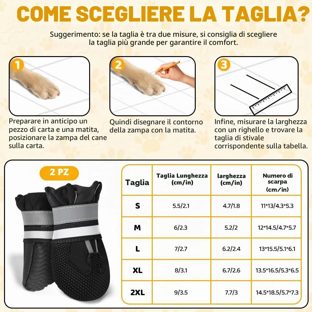 Adiwo Scarpette Cane Antiscivolo Impermeabili con Cinghie Riflettenti, Taglia S - immagine 2