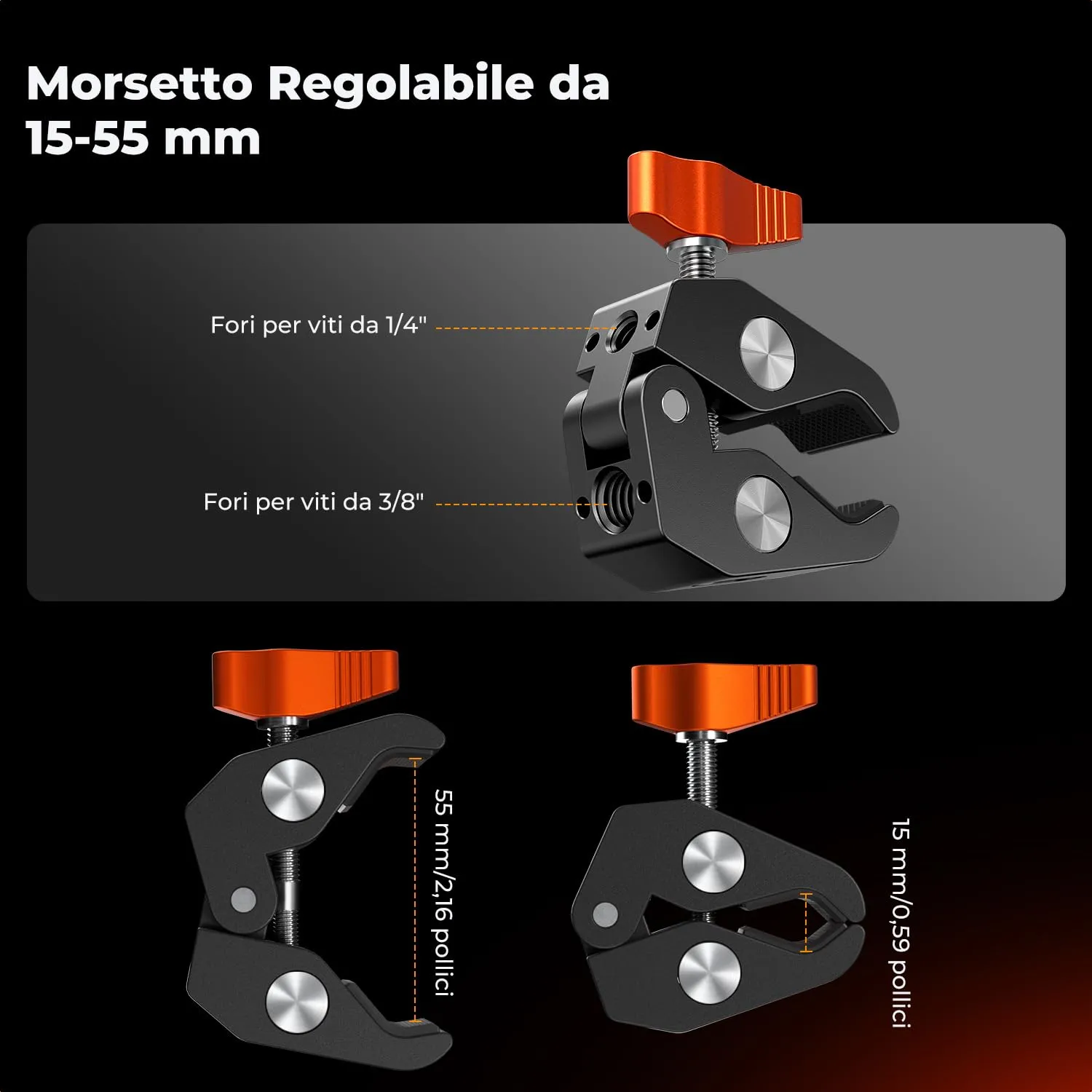 K&F Concept Braccio Magico 9,8" con Super Morsetto e Cold Shoe - MS32 - immagine 5