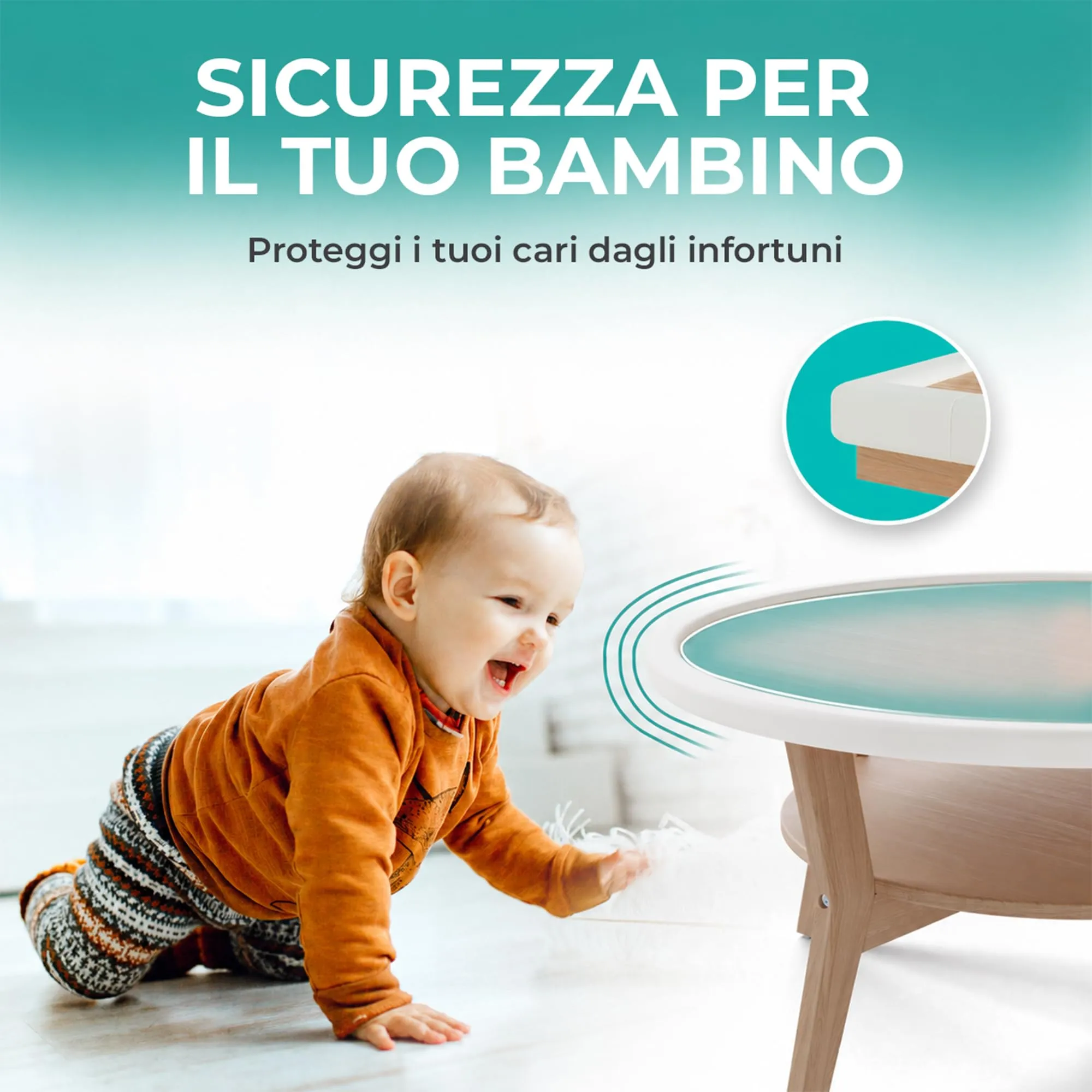 SafeMate Paraspigoli per Bambini, 6m + 10 Angolari, Bianco Lana - immagine 3
