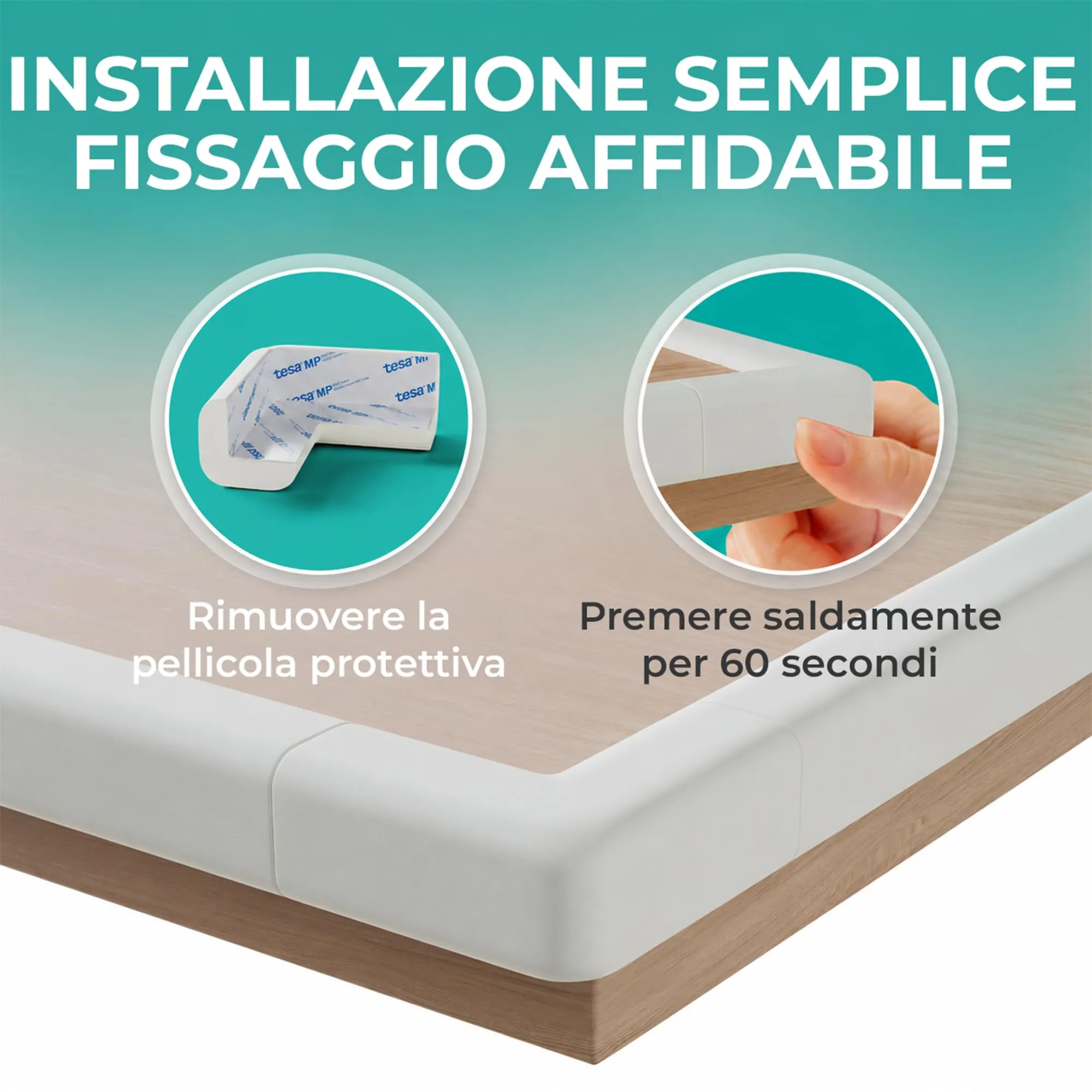 SafeMate Paraspigoli per Bambini, 6m + 10 Angolari, Bianco Lana - immagine 4