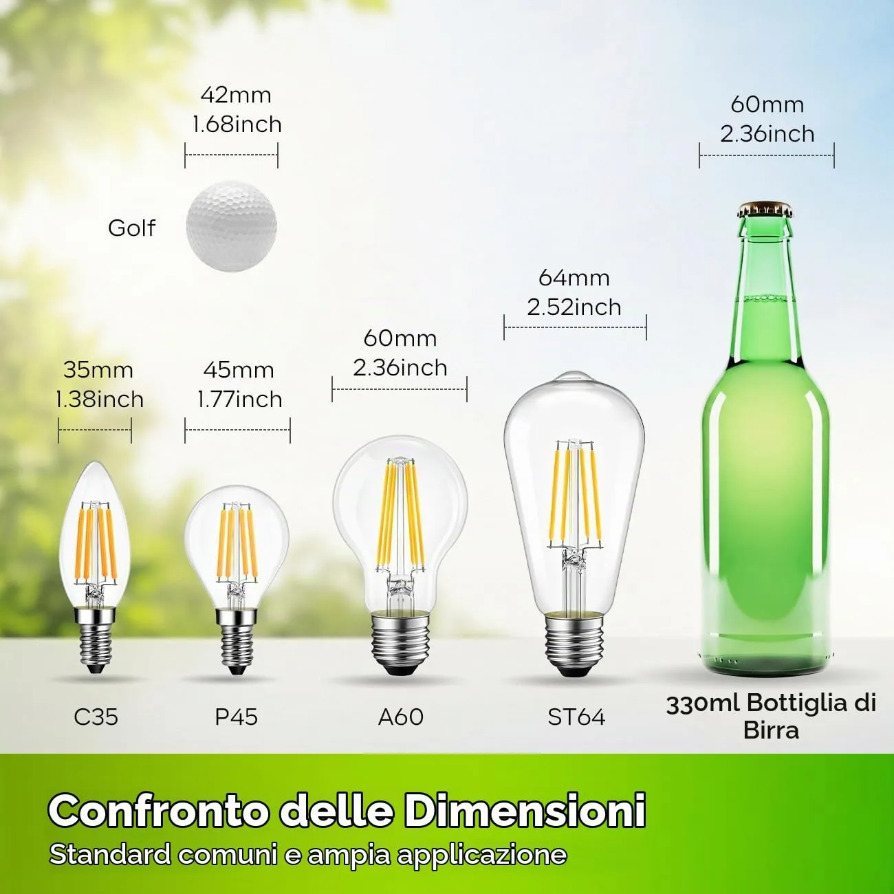 LVWIT Lampadine LED E27 A60 Filamento Stile Vintage, 5W (75W Equivalenti), 1055LM, Luce Calda 2700K, Classe A, Non Dimmerabile - immagine 3