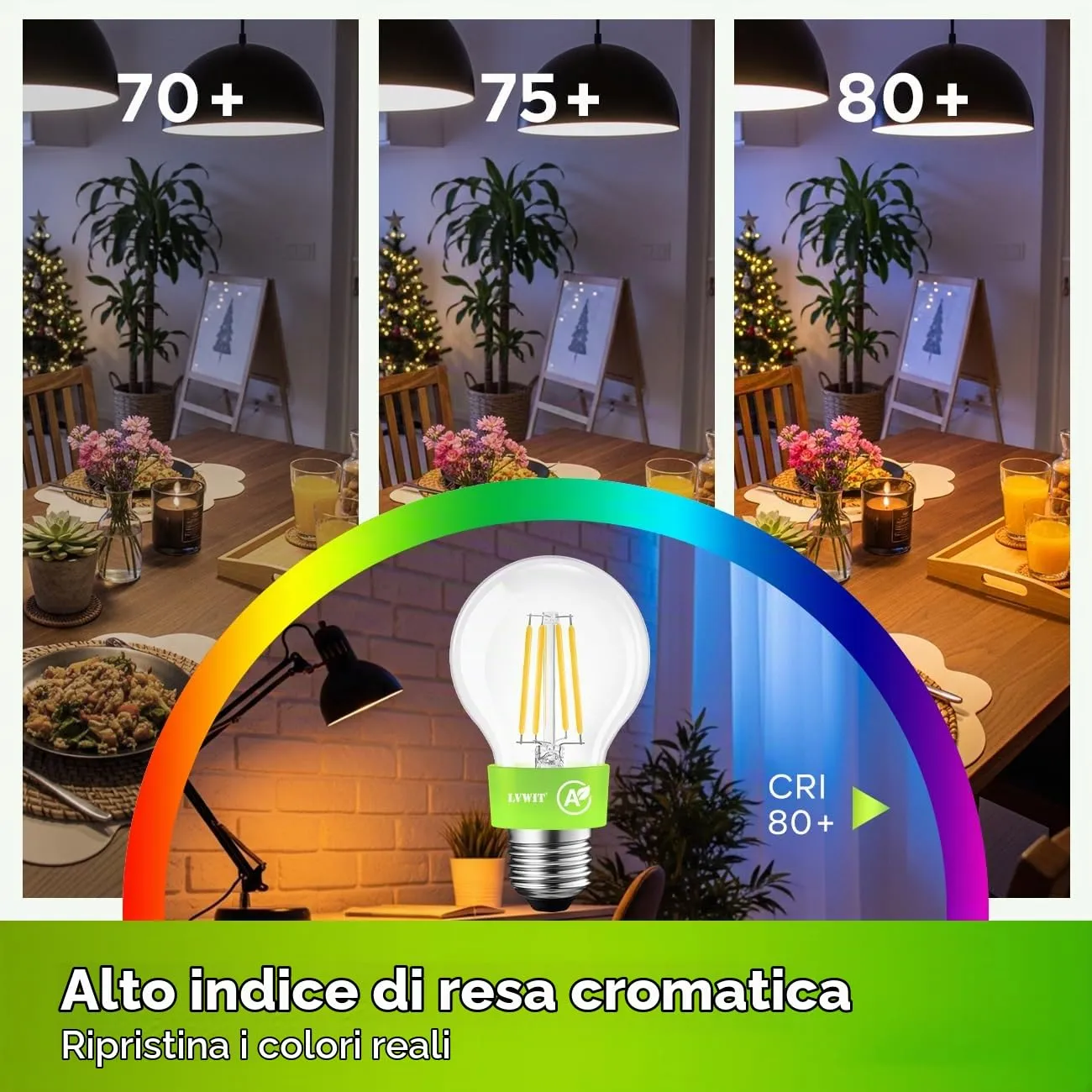 LVWIT Lampadine LED E27 A60 Filamento Stile Vintage, 5W (75W Equivalenti), 1055LM, Luce Calda 2700K, Classe A, Non Dimmerabile - immagine 8