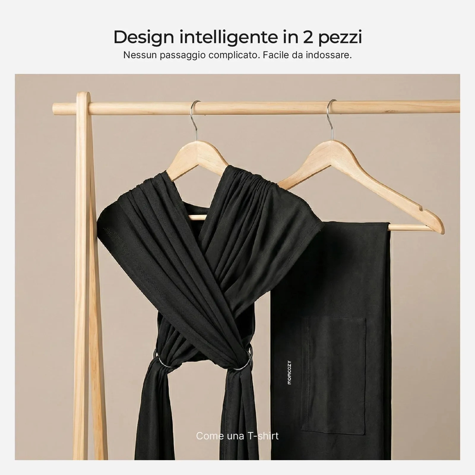 Momcozy Fascia Porta Bebè Regolabile 3,6-15 kg, Nero - immagine 2