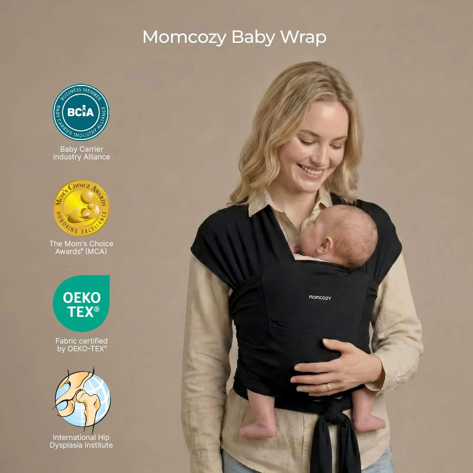 Momcozy Fascia Porta Bebè Regolabile 3,6-15 kg, Nero - immagine 8