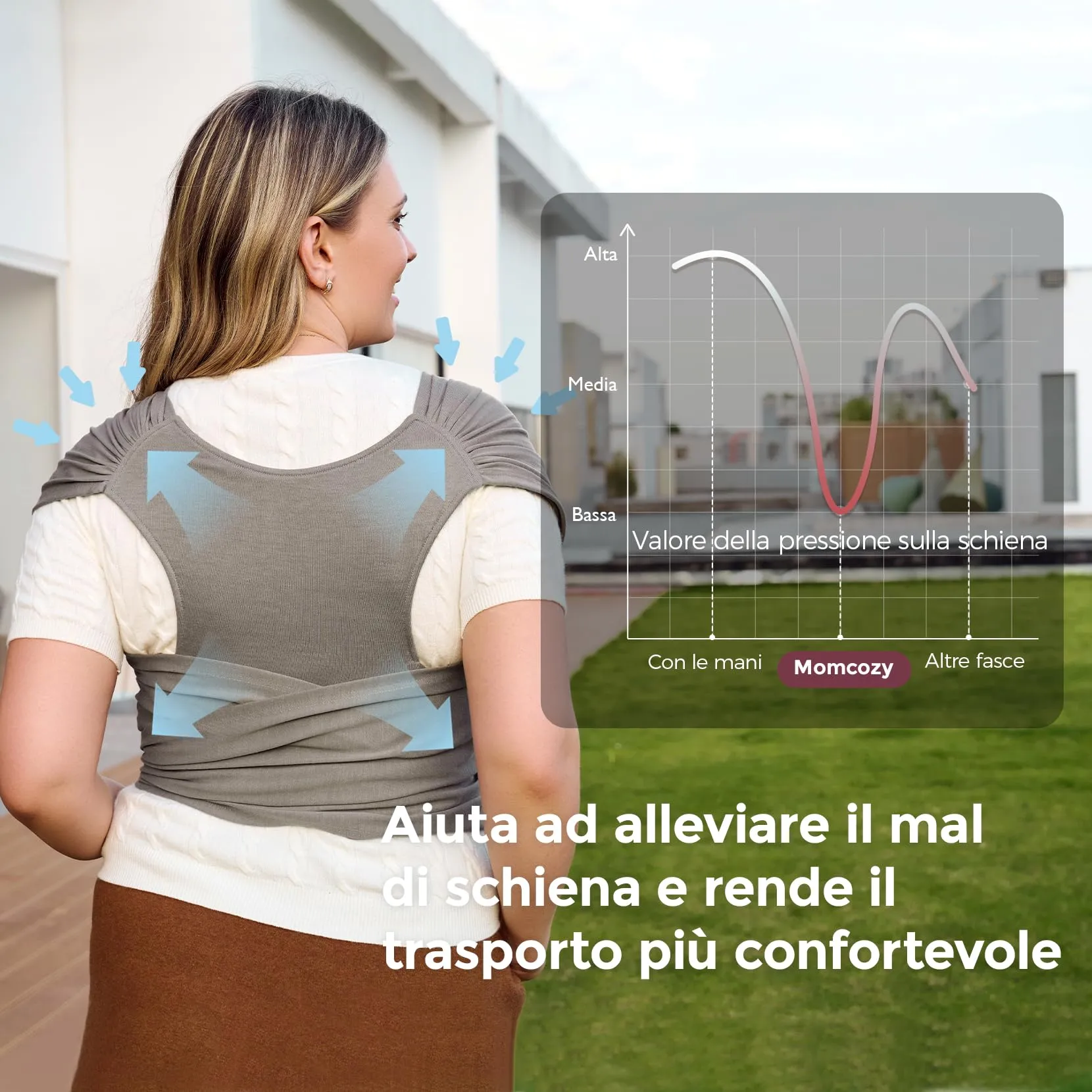 Momcozy Fascia Porta Bebè Regolabile 3,6-15 kg, Marrone Scuro - immagine 2