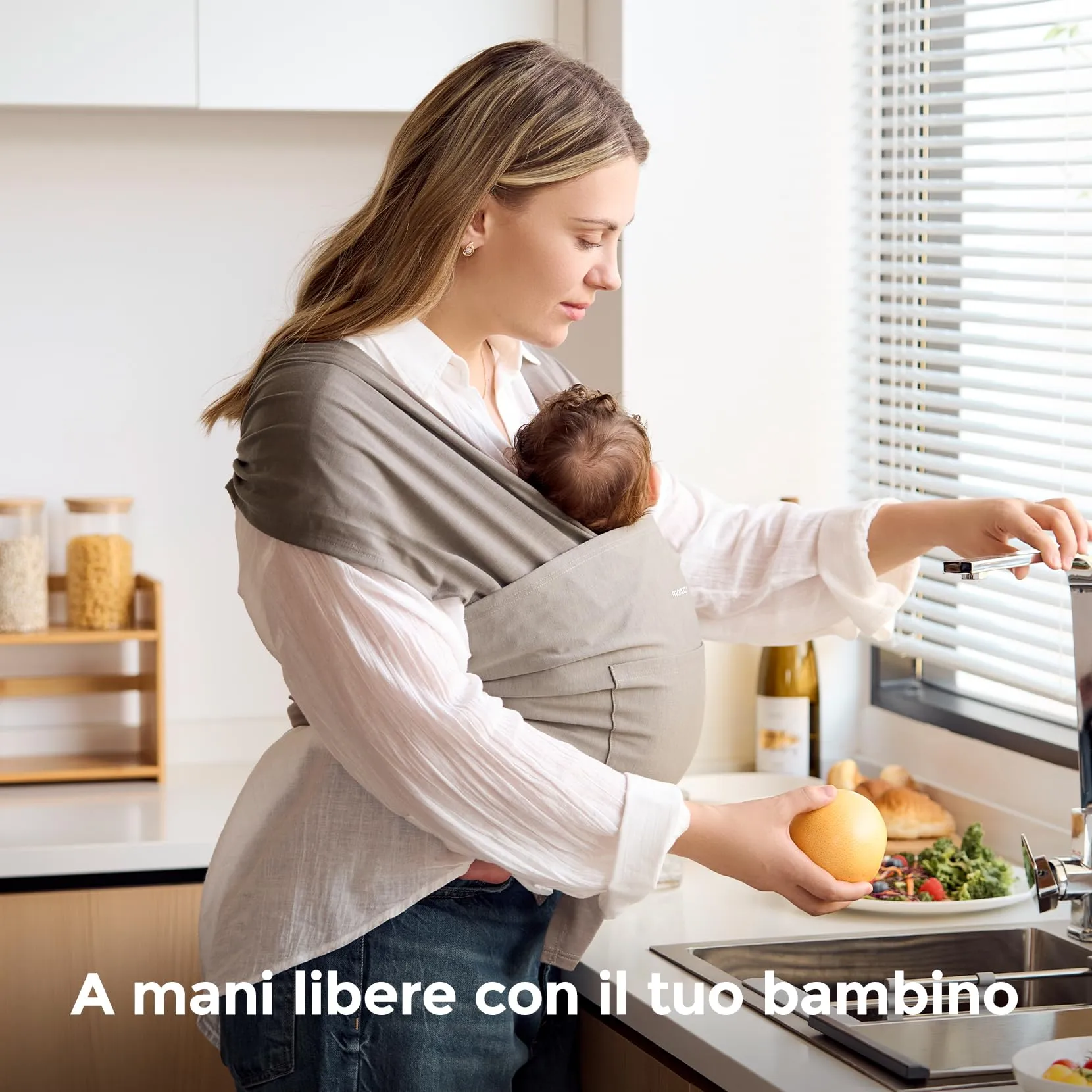 Momcozy Fascia Porta Bebè Regolabile 3,6-15 kg, Marrone Scuro - immagine 6